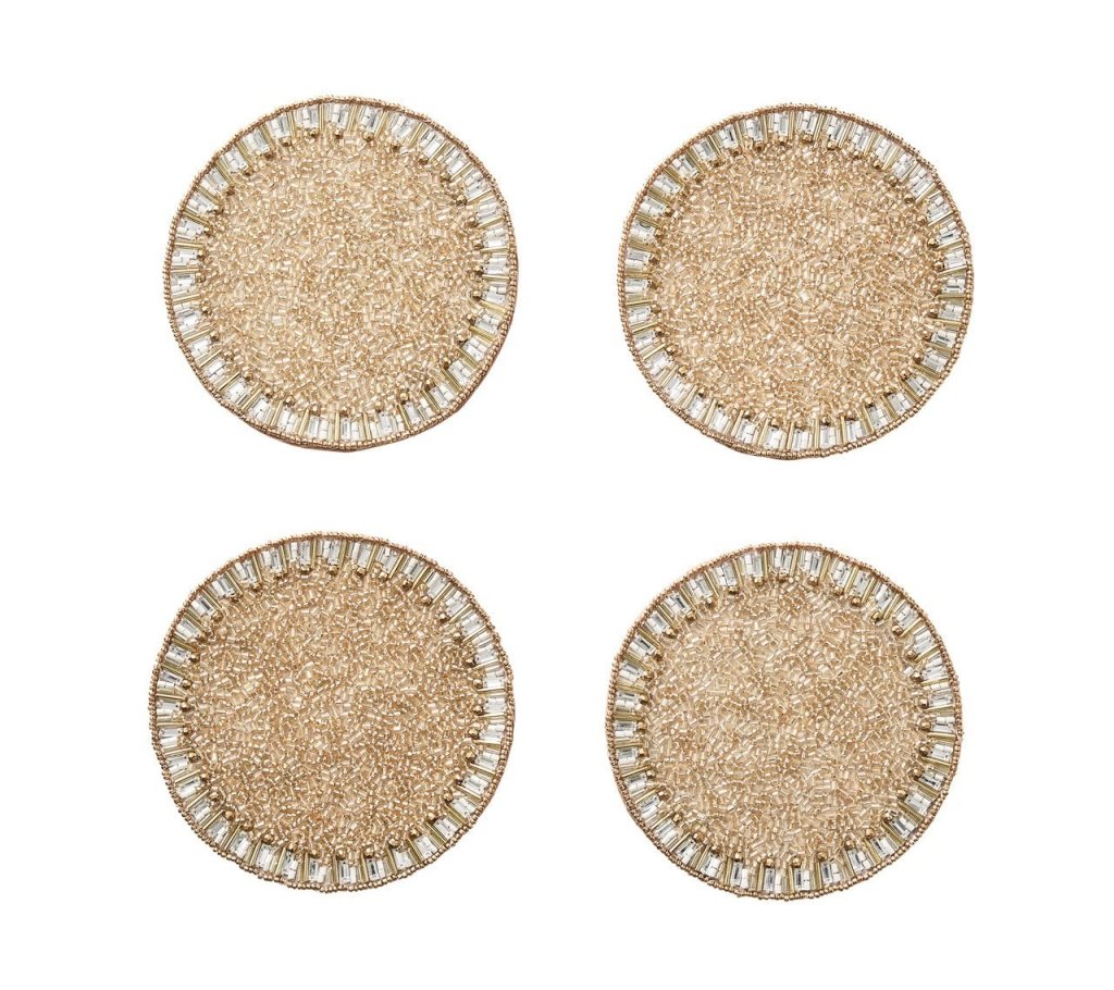 Premium Gold & Silver Bevel Drink Coasters Set of 4 - Elegant Gift Box - Perfect for Home Bar, Coffee Table & Dinner Party Decor