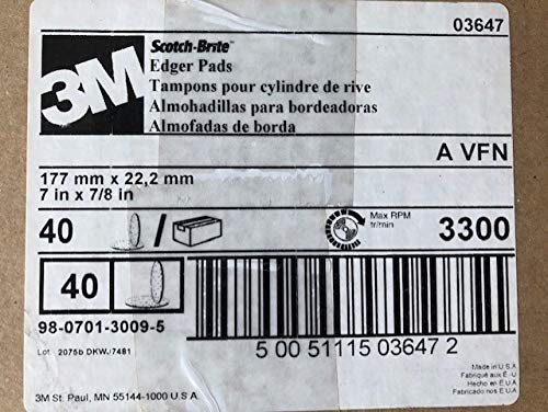 3M Scotch-Brite Edger Disc Pad 03647 - 7 Inch x 0.875 Inch Sanding Disc for Wood, Metal & Paint Removal - Perfect for Floor Edging, Corner Sanding & Surface Prep
