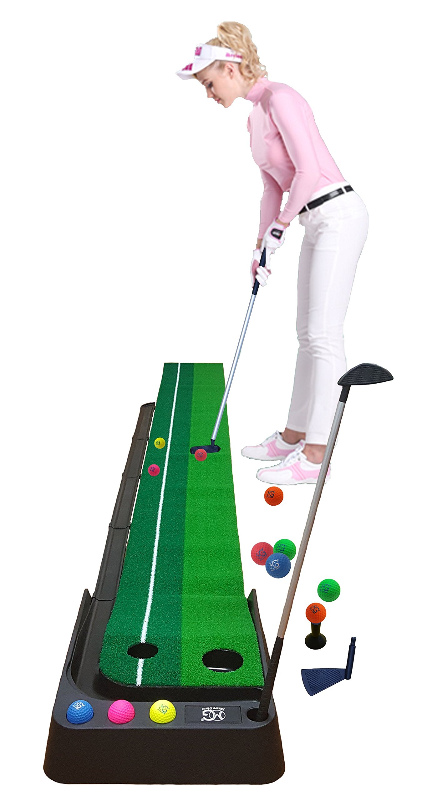 Premium Golf Putting Mat Set with Auto Ball Return - 12 PU Foam Balls, 3M (118