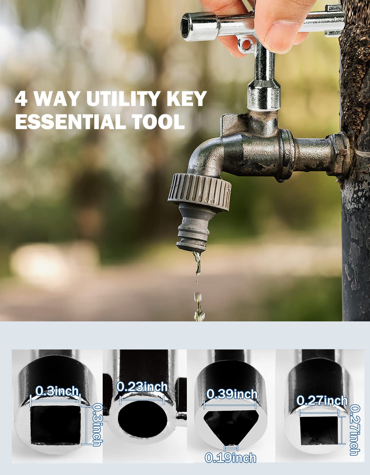 JOYTUTUS 17 Inch Water Meter Key with 4-Way Multi-Tool & Teflon Tape - Heavy Duty T-Handle Valve Key for Plumbing, Irrigation, and Utility Maintenance