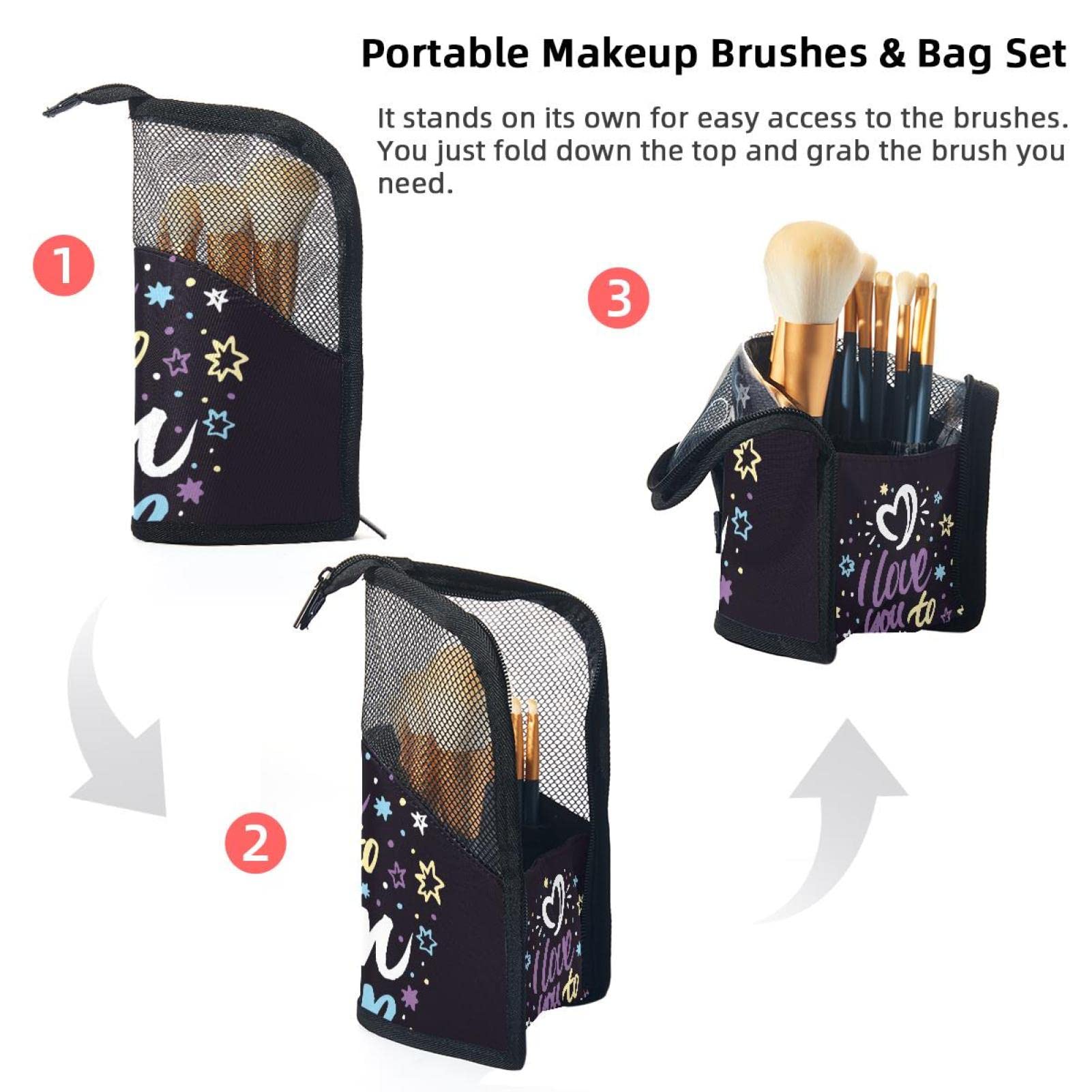 12-Piece Makeup Brush Organizer Bag Set with 