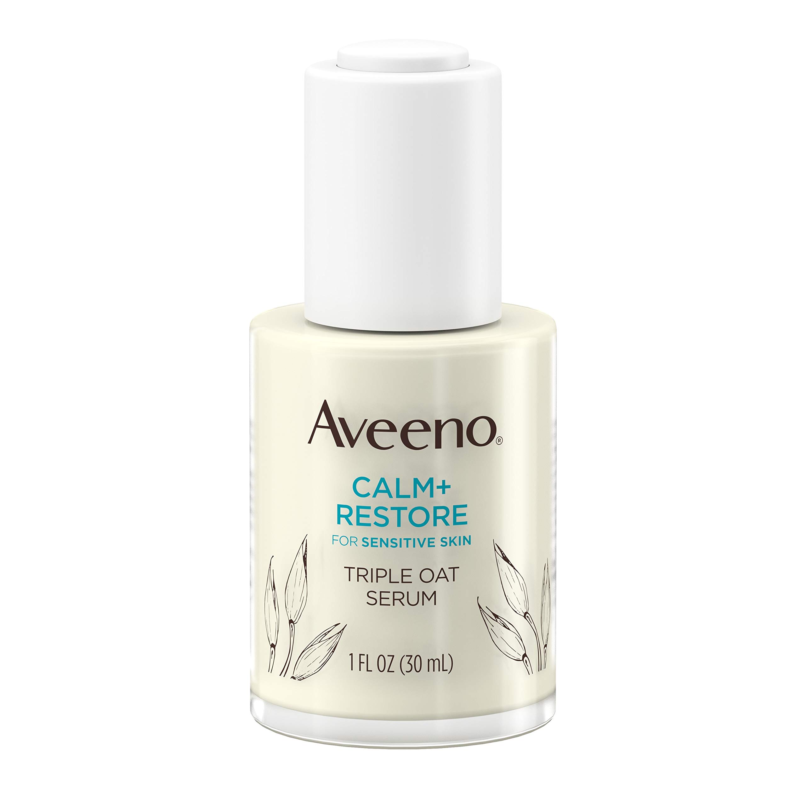 Aveeno Calm + Restore Triple Oat Hydrating Face Serum for Sensitive Skin - Gentle, Lightweight Facial Serum to Smooth & Strengthen Skin - Hypoallergenic, Fragrance-Free, Paraben-Free - 1 fl oz (5 Pack) - Perfect for Daily Skincare Routine & Soothing Irritated Skin