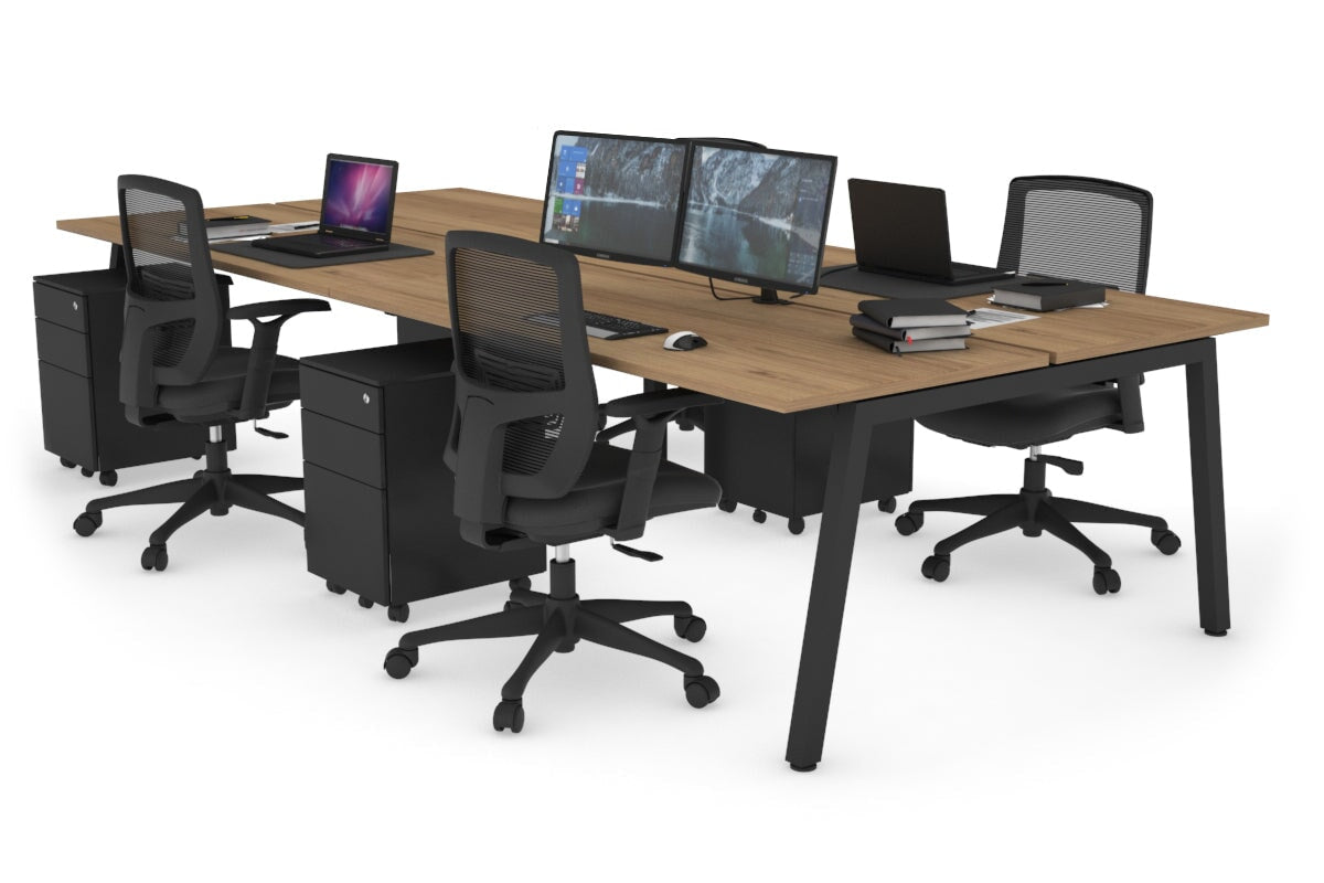 Quadro 4-Person Office Workstation Desk - 1400L x 700W Dimensions - Perfect for Team Collaboration, Open Office Spaces & Coworking Environments