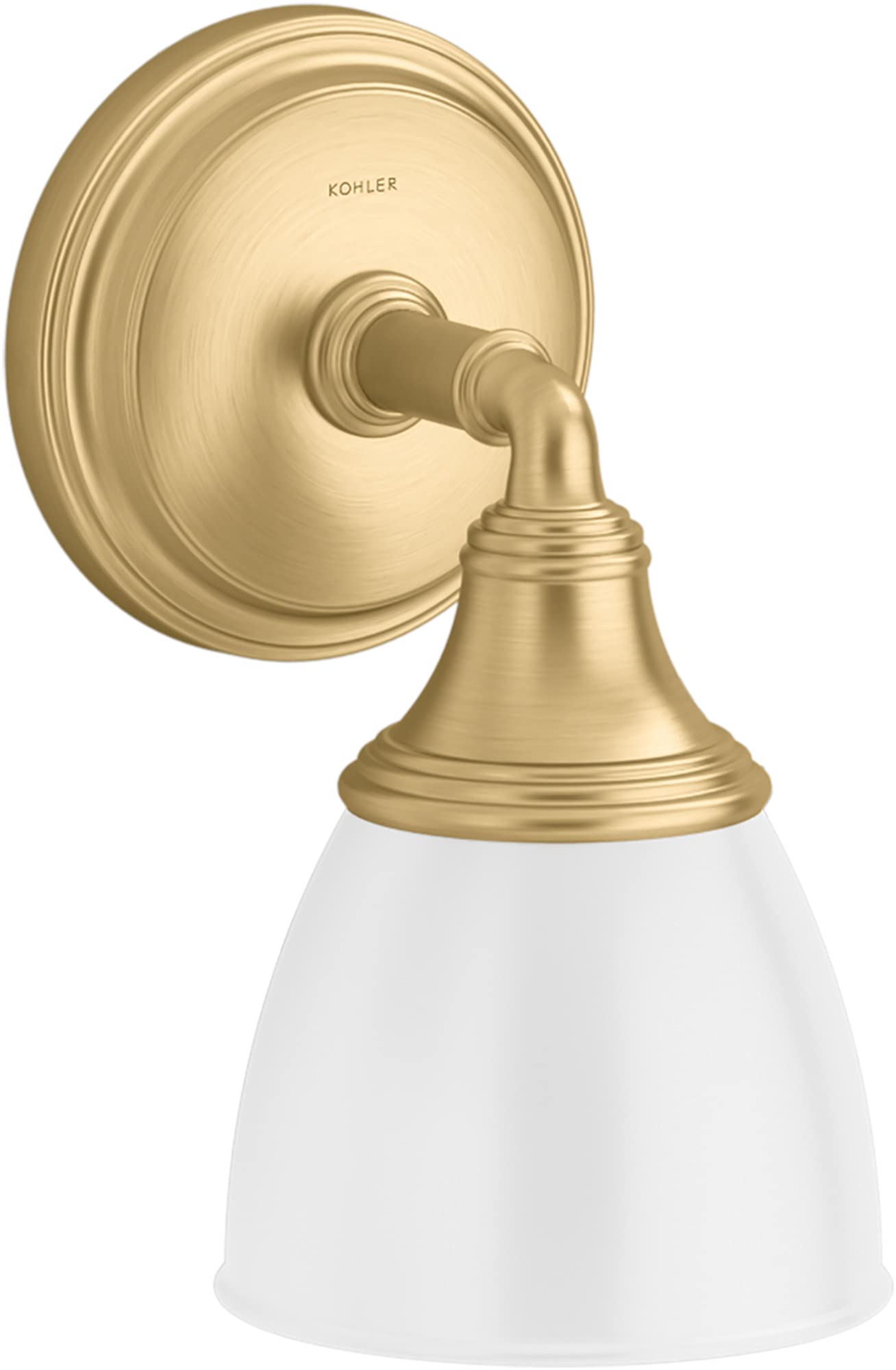 KOHLER Devonshire Brushed Moderne Brass Bathroom Vanity Light Fixture - Adjustable Wall Sconce with Up/Down Facing, UL Listed 1-Light - Perfect for Bathroom, Powder Room & Dressing Area Lighting