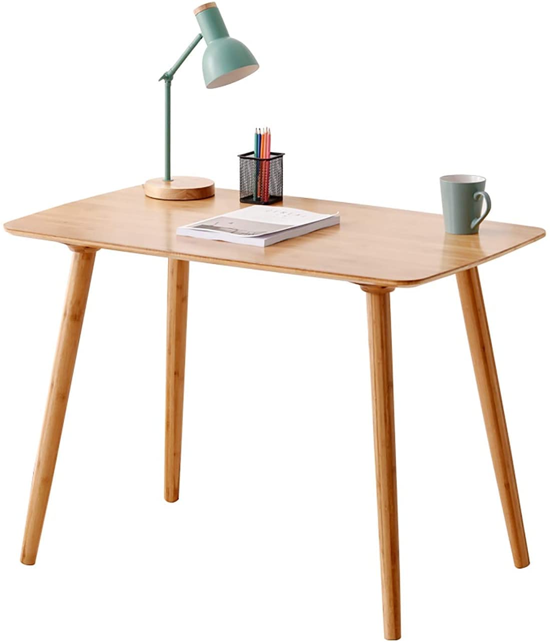 Modern Bamboo Computer Desk - LQ Shelf Home Office Desk, Study Workstation for Office, Bedroom & Study, Easy Assembly Coffee Table (100×60×71cm) - Perfect for Small Spaces & Remote Work