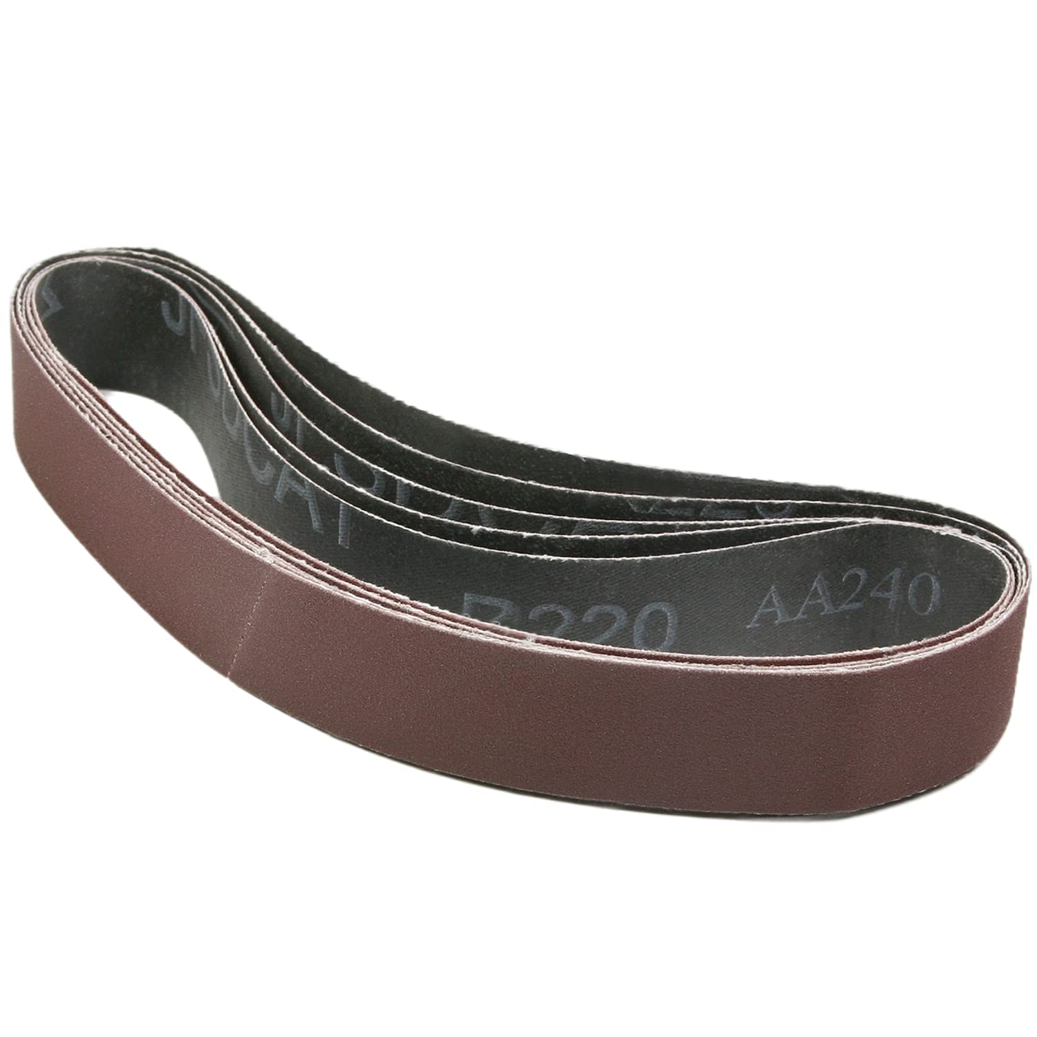 Utoolmart 1.2x21 Inch 240 Grit Aluminum Oxide Sanding Belt - 5 Pack for Wood Finishing, Metal Polishing & Drywall Sanding | Compatible with Portable Belt Sanders & Sharpening Tools | Durable Abrasive Paper for DIY & Professional Use