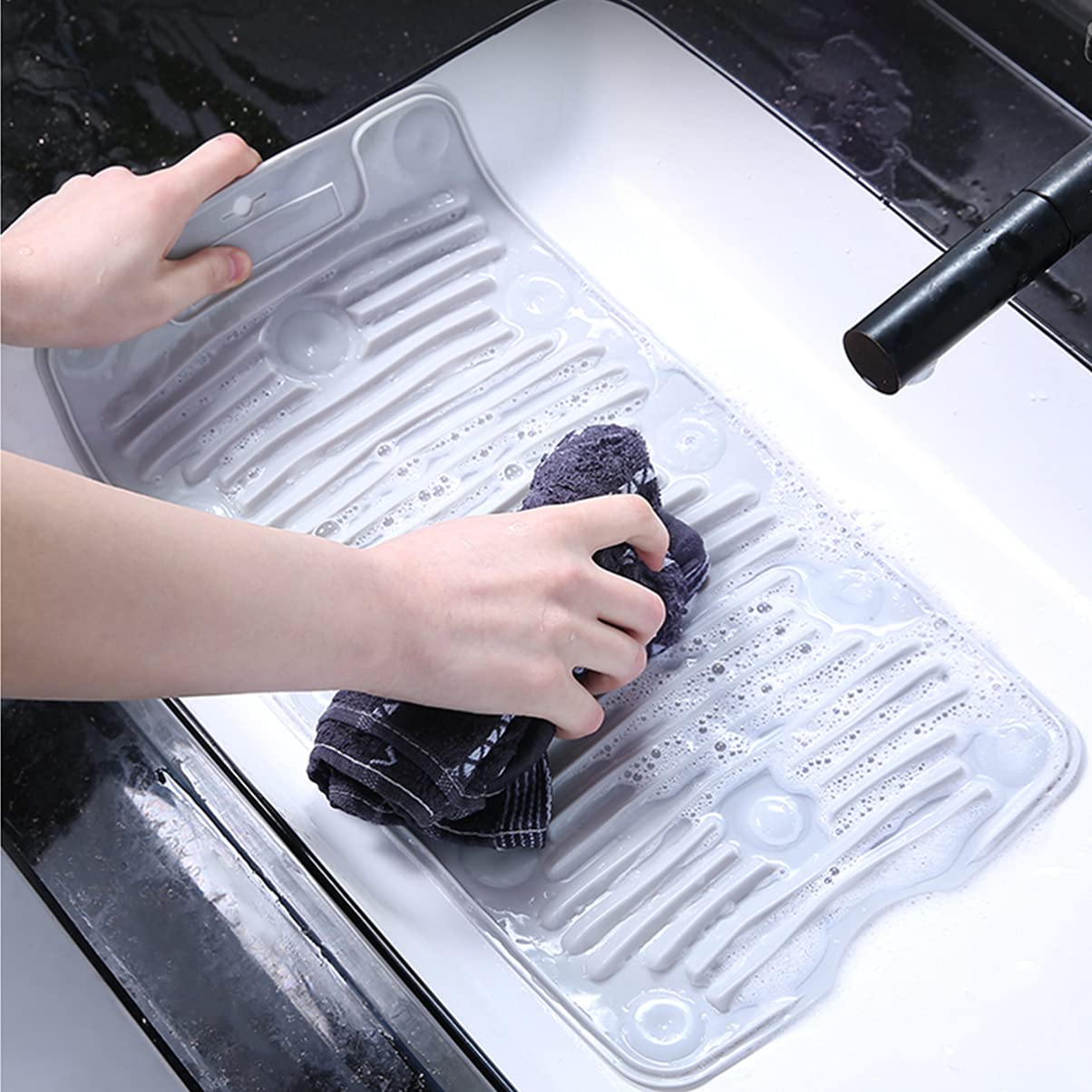 2 Pack Silicone Washboard - Non-Slip Scrubbing Board for Delicate Laundry, Hand Washing Clothes, Socks & Underwear - Compact & Portable for Travel, Camping & Small Space Living