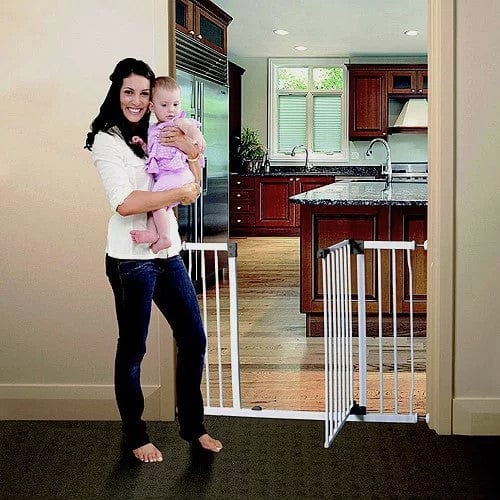 Birdie Ex Wide Gate with Door - White | Extra Wide Baby Safety Gate for Stairs & Doorways | Secure & Stylish Home Protection for Toddlers & Pets