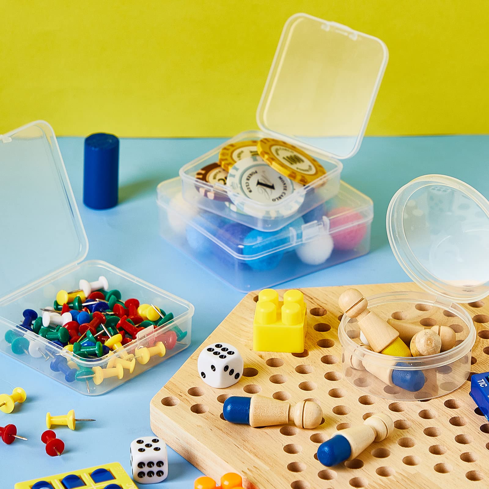 32 Pcs Clear Plastic Storage Containers for Board Game Tokens & Dice - Mixed Sizes Organizer Boxes with Lids for Game Components, Card Accessories - Perfect for Game Nights, Travel & Home Organization