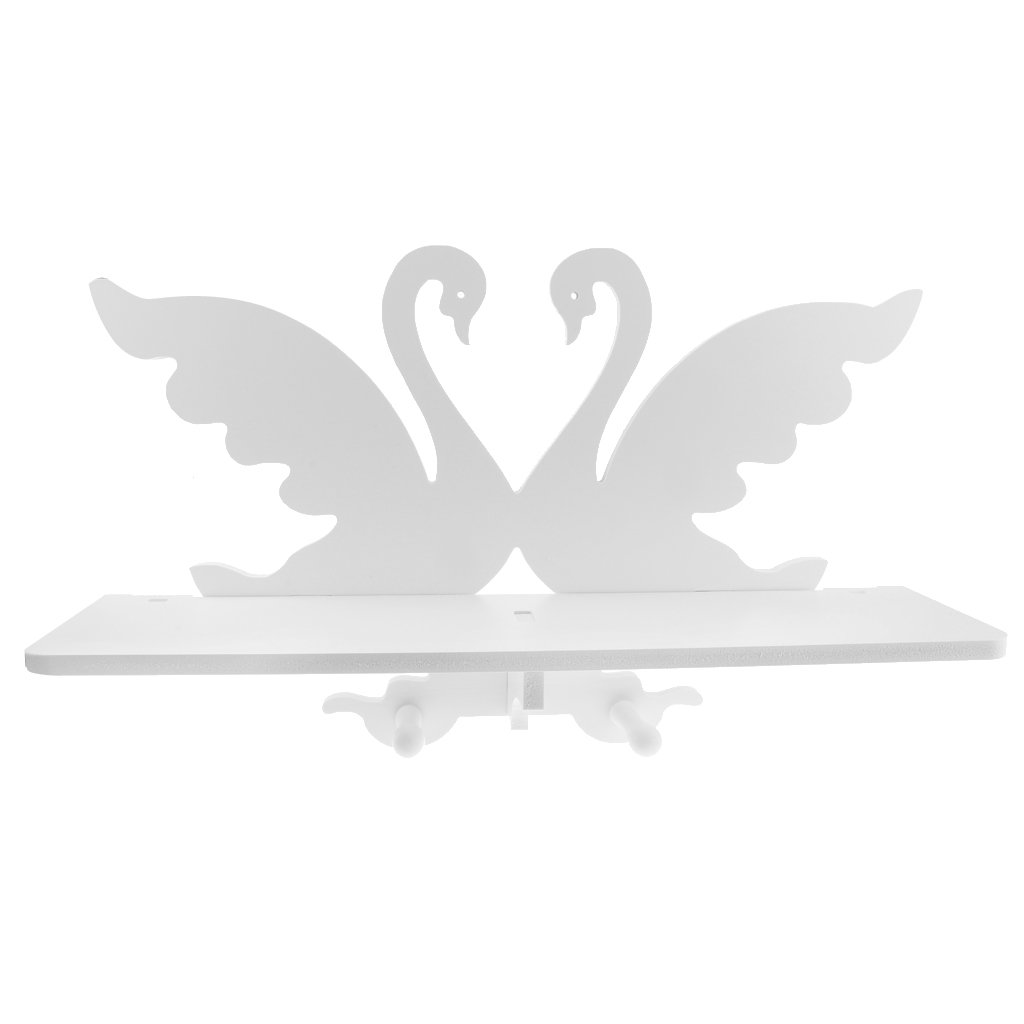 Elegant White Swan Carved Wall Shelf - Handcrafted Hollow Wall Mount Shelf for Home Decor | Perfect for Living Room, Bedroom & Bathroom Storage