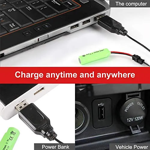 2 Pack 500mAh 3.7V Li-ion Rechargeable RC Car Batteries for Stunt Cars, RC Trucks & Small Boats - Perfect for Remote Control Toys and Hobby Vehicles (Great for Indoor/Outdoor Play & Racing)