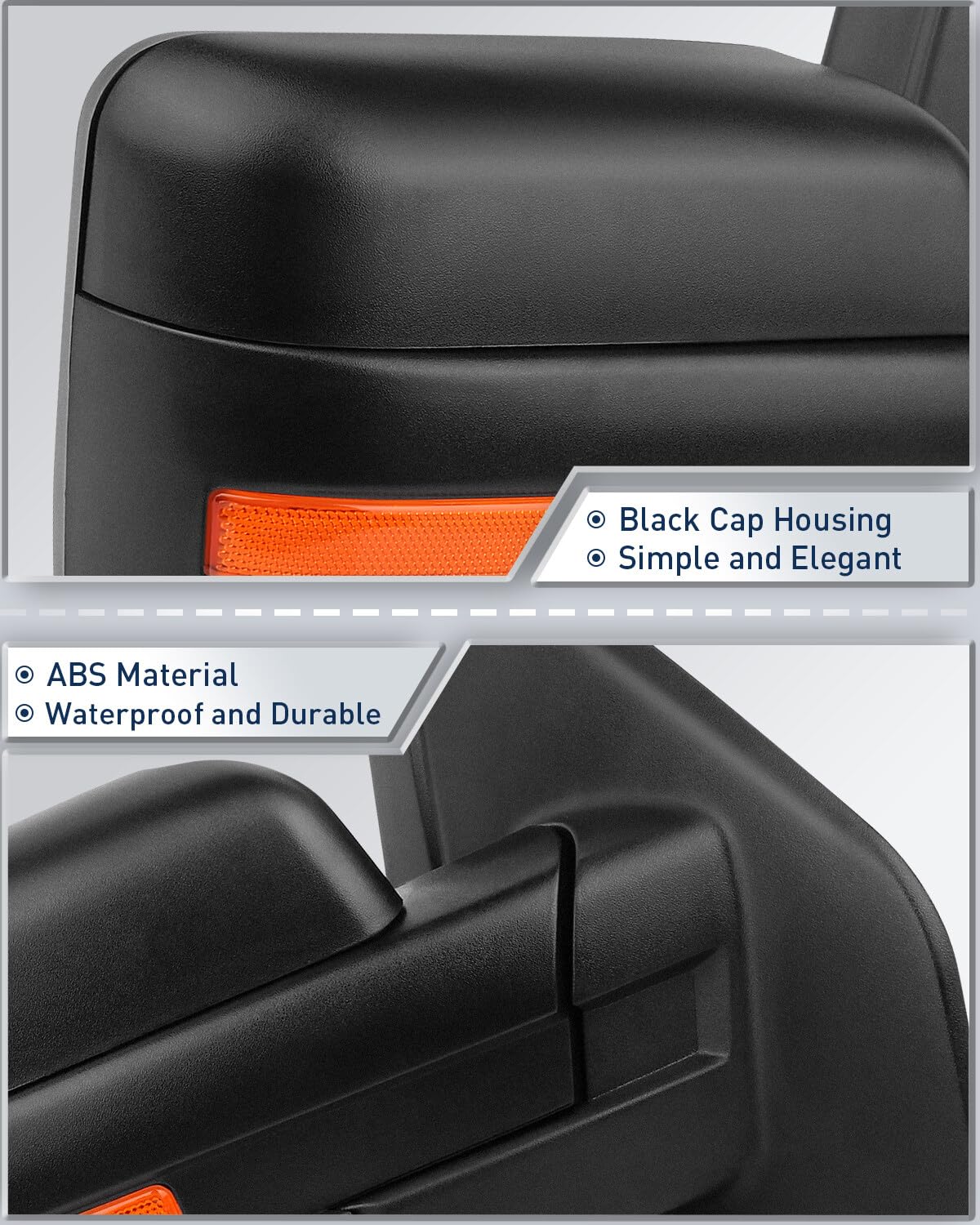 ECCPP Power Heated Towing Mirrors for 2007-2014 Ford F-150 Truck - Black Housing with Turn Signal & Adjustable Glass - Perfect for Towing, Night Driving & Winter Conditions (Left & Right Pair)