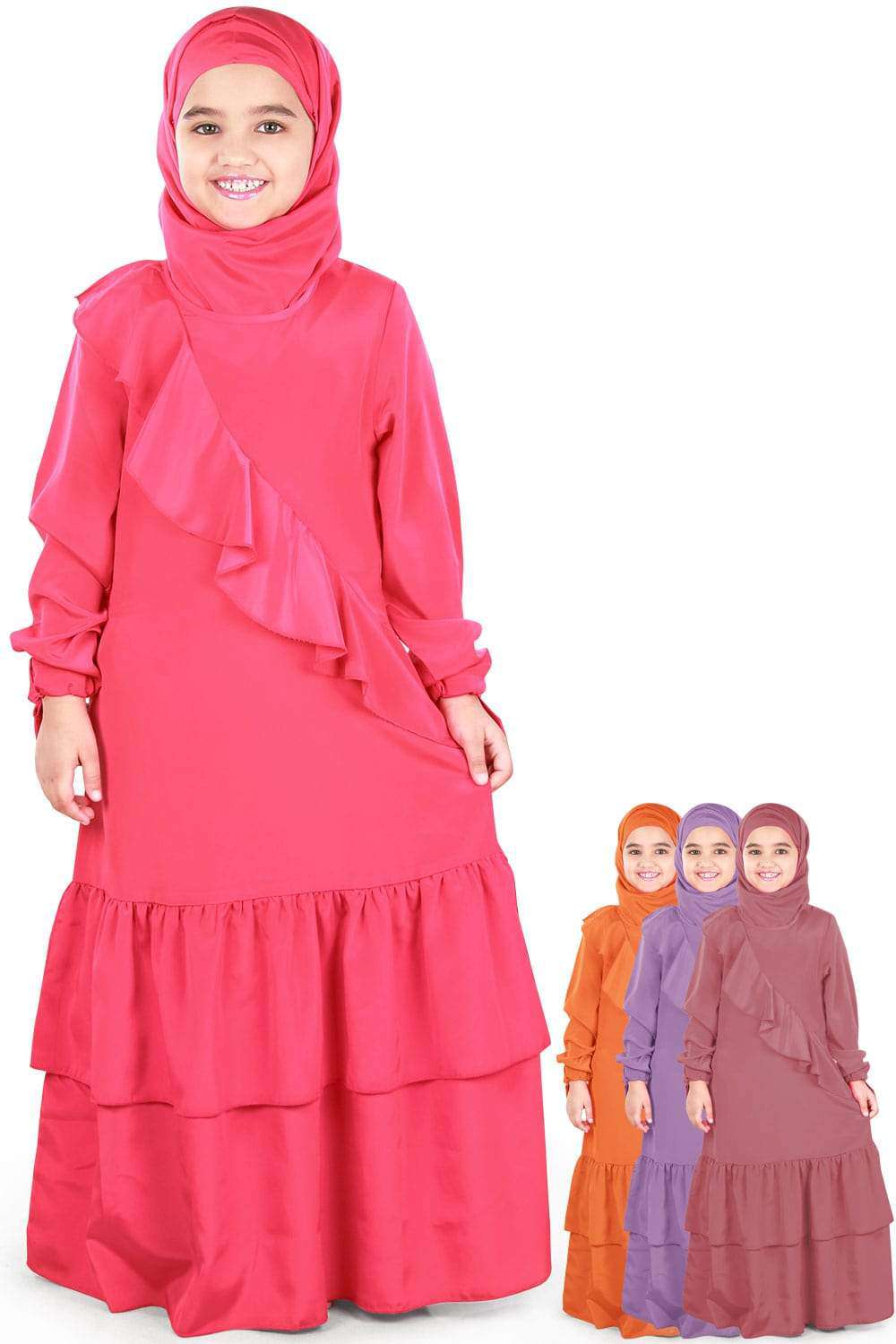 Rahilah Kids Abaya Dress - Islamic Prayer Dress for Girls - Perfect for Eid, Mosque, and Special Occasions