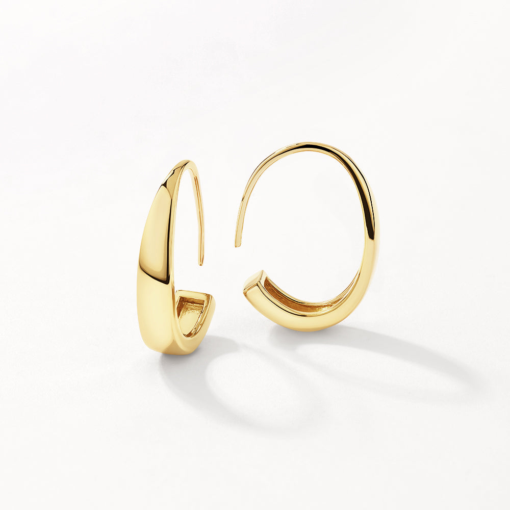 Gold Hook Hoop Earrings for Women - Trendy Dangle Hoops for Everyday Wear & Special Occasions