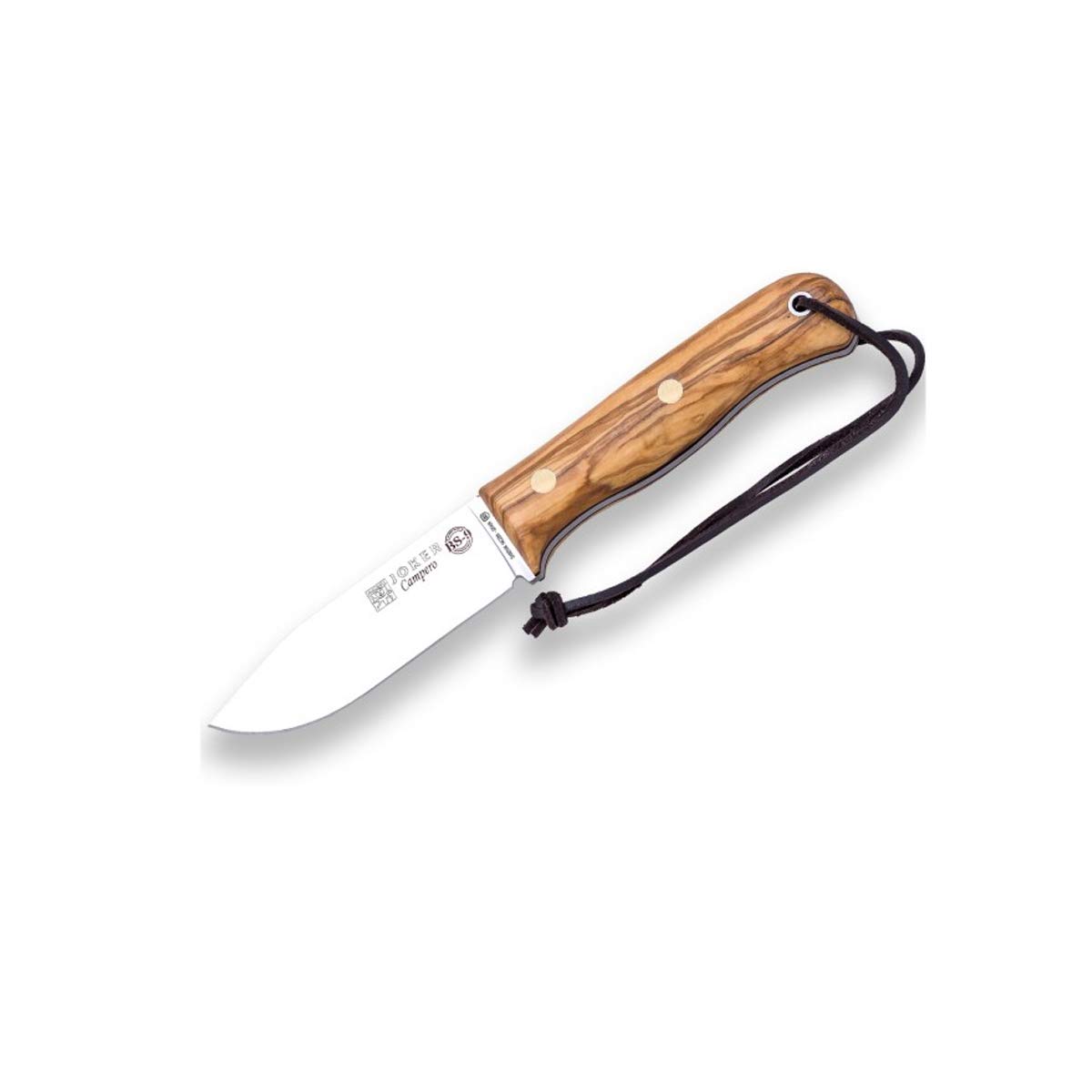 Joker Sports Hunting Knife CO118-P - 4.13 Inch Böhler K720 Carbon Steel Blade with Olive Wood Handle & Brown Leather Sheath | Includes Fire Starter | Perfect for Camping, Hiking, Hunting and Outdoor Survival | Durable Tool for Wilderness Adventures