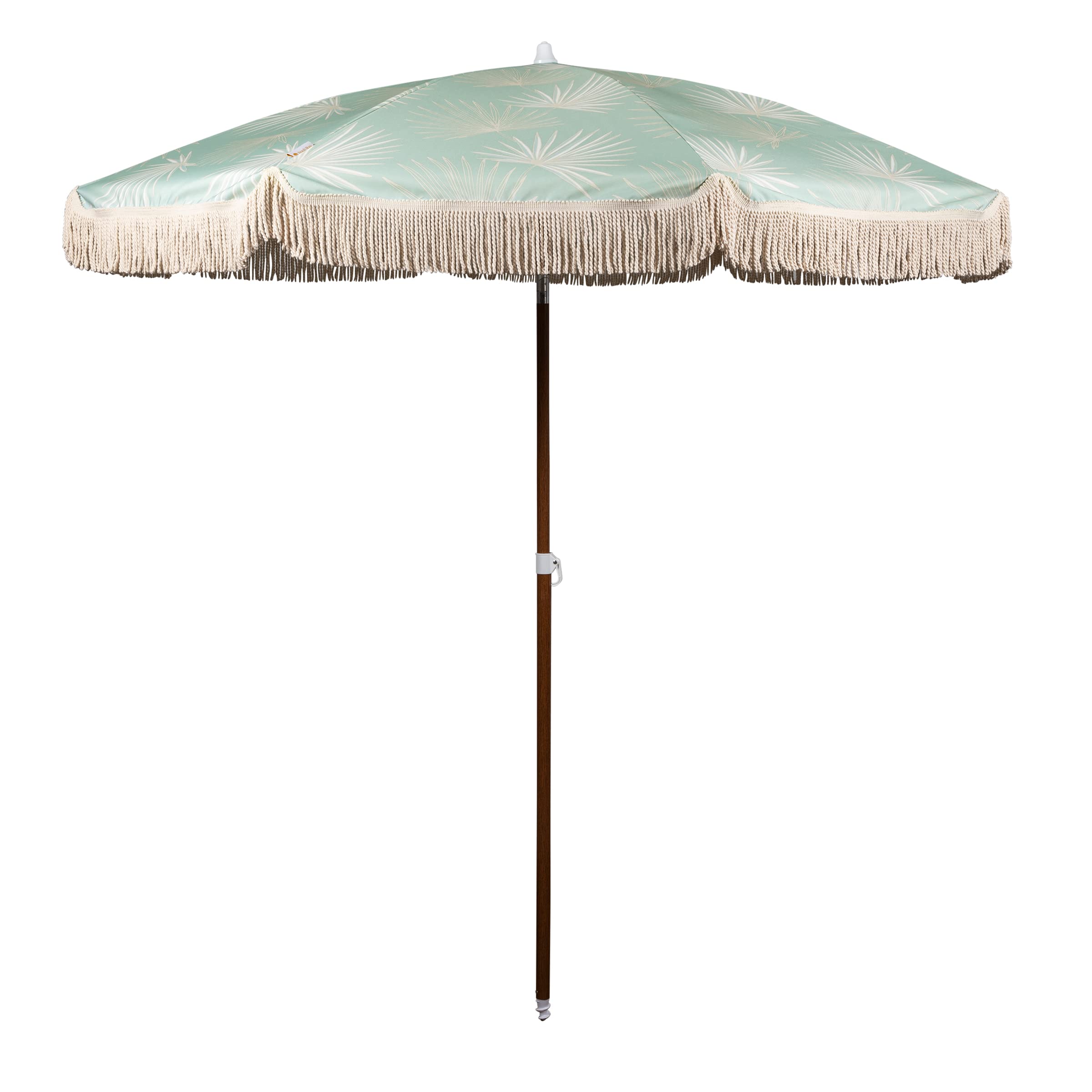 BEACH STATE Summerland 6.5ft Fringed Beach Umbrella - UV50+ Sun Protection Patio & Outdoor Umbrella for Poolside, Backyard, and Beach Relaxation