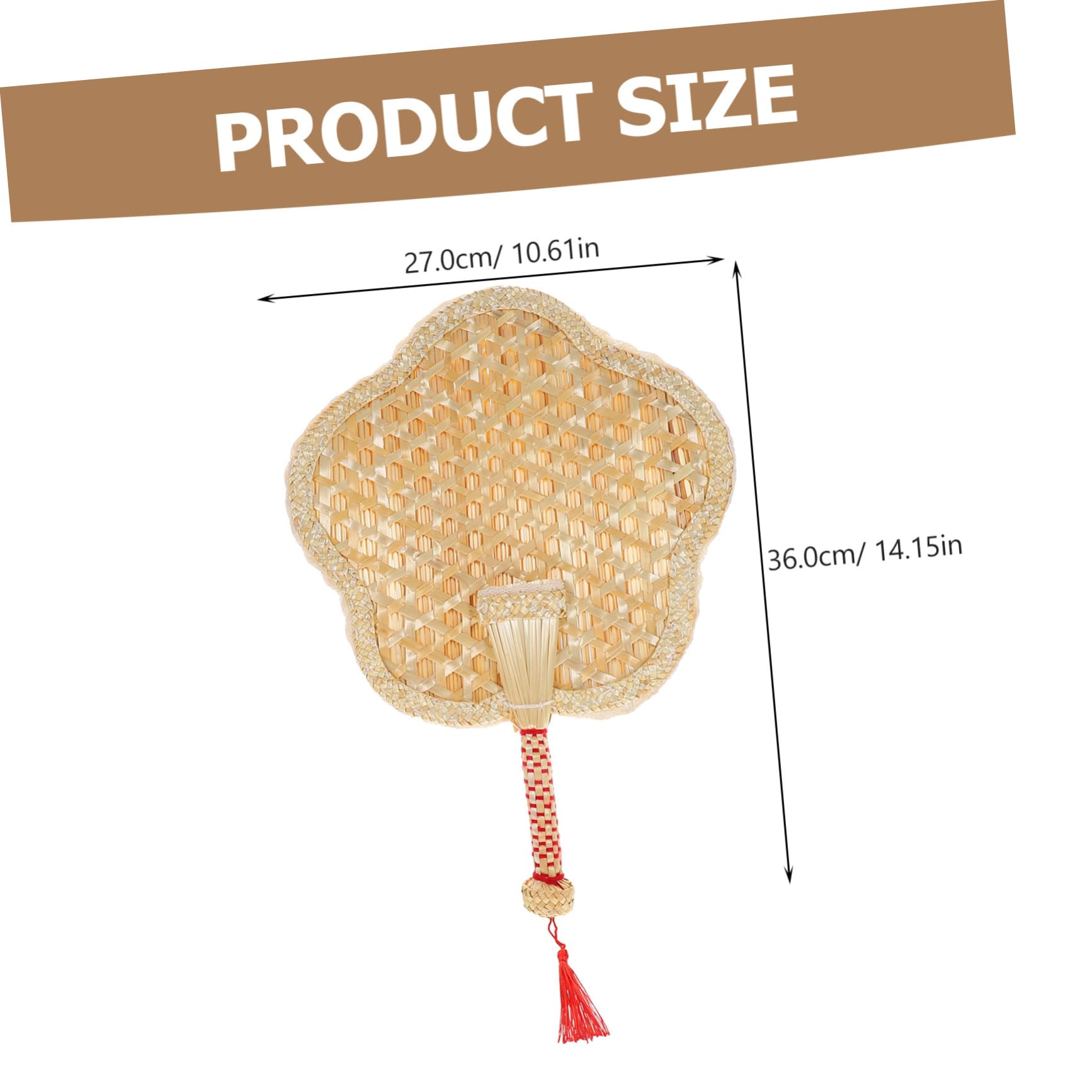 ABOOFAN Natural Hand Fan - Chinese Woven Straw Handheld Cooling Fan with Handle for Wedding, Photo Props & Summer Outdoor Use