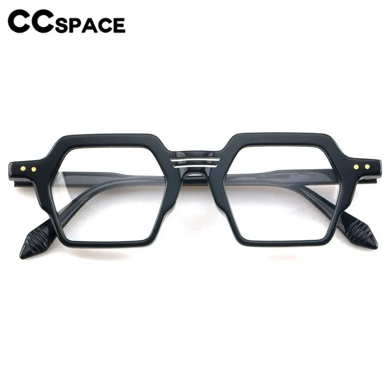 CCspace Unisex Full Rim Polygon Acetate Eyeglasses 56914 - Stylish & Durable Frame for Men & Women - Perfect for Work, Reading & Fashion Accessories
