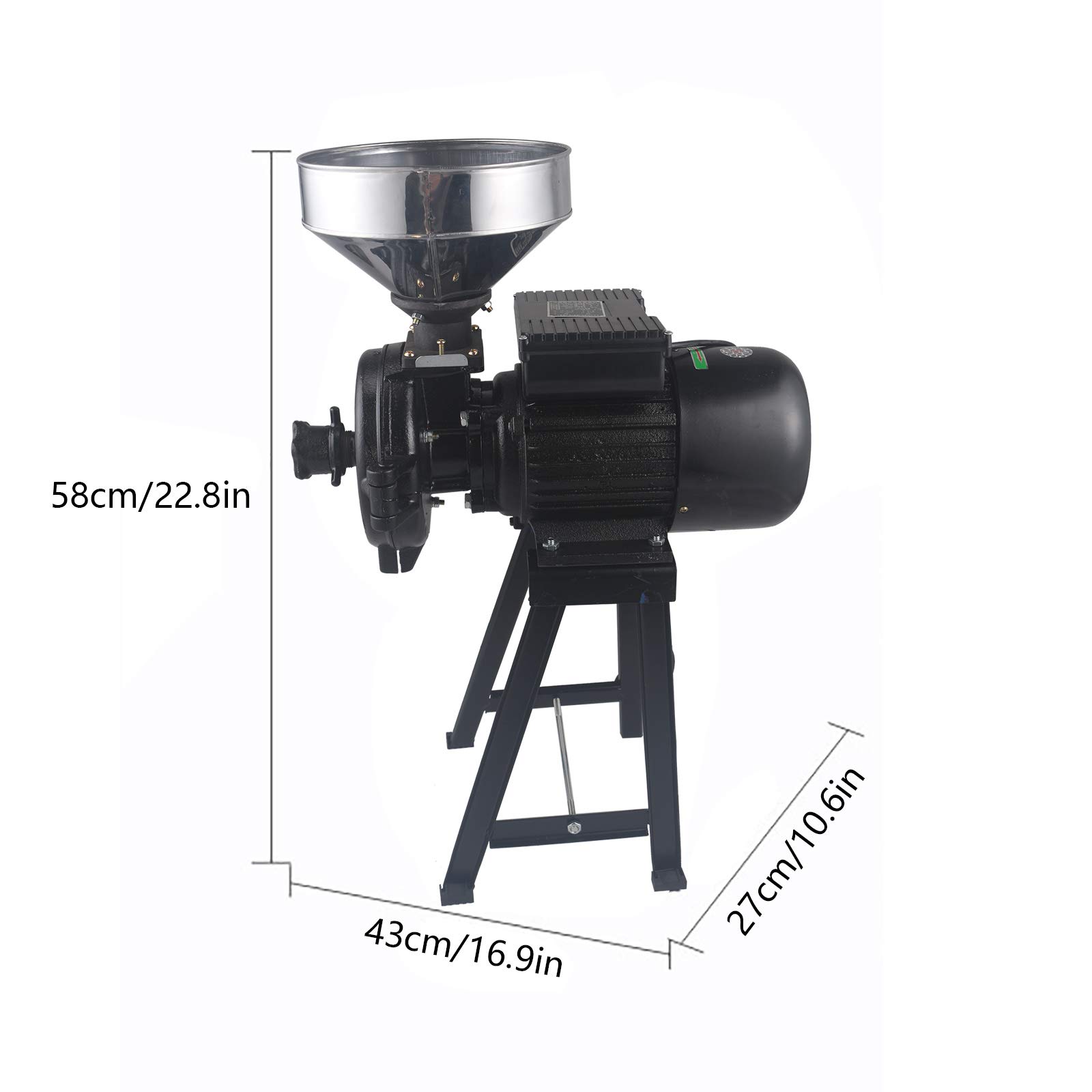 1500W Commercial Electric Grain Mill Grinder - 110V Flour Grinder Machine for Wheat, Corn, Coffee, Spices & Herbs | Perfect for Home Kitchens, Bakeries & Commercial Use | Grind Grains, Nuts & Dry Ingredients