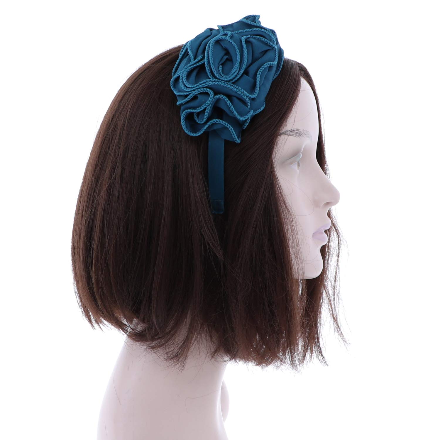 Big Fabric Rose Flower Headband Hair Accessory - Turquoise Blue | Elegant Hair Band for Women & Girls | Perfect for Weddings, Parties & Fashion Accessories