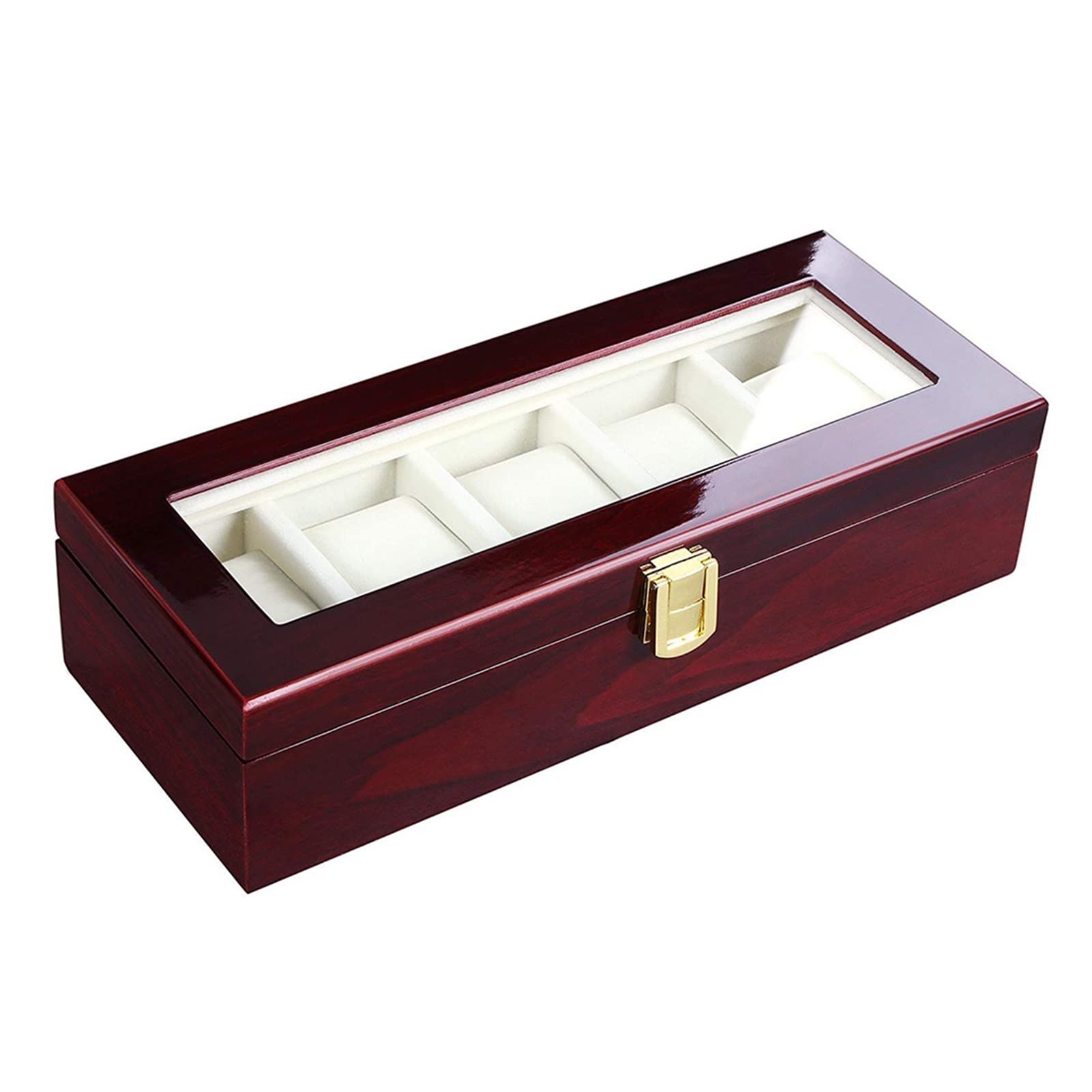 YXSLC 12-Slot Wooden Watch Box Organizer - Large Capacity Jewelry Storage Case with Display Lid, Elegant Watch Holder for Men & Women - Perfect for Watch Collections, Travel, and Gift Giving (5 Grids)