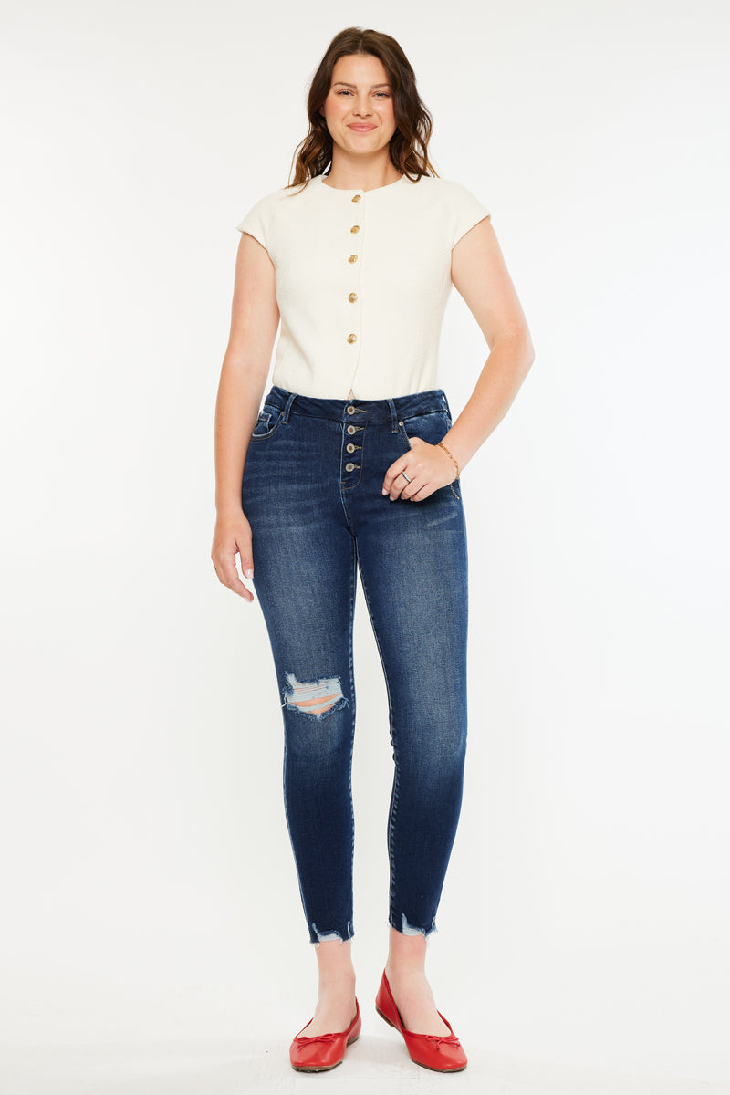 Milo High Rise Ankle Skinny Jeans for Women - Curvy Fit Stretch Denim Pants - Perfect for Casual Wear, Office & Night Out