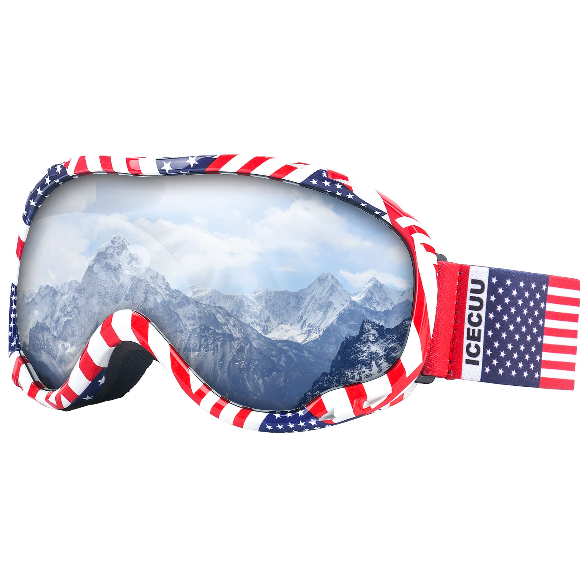 ICECUU Ski Goggles for Men & Women - OTG Snowboard Goggles with UV400 Protection, Anti-Fog Lens for Adults & Youth | Perfect for Skiing, Snowboarding & Winter Sports