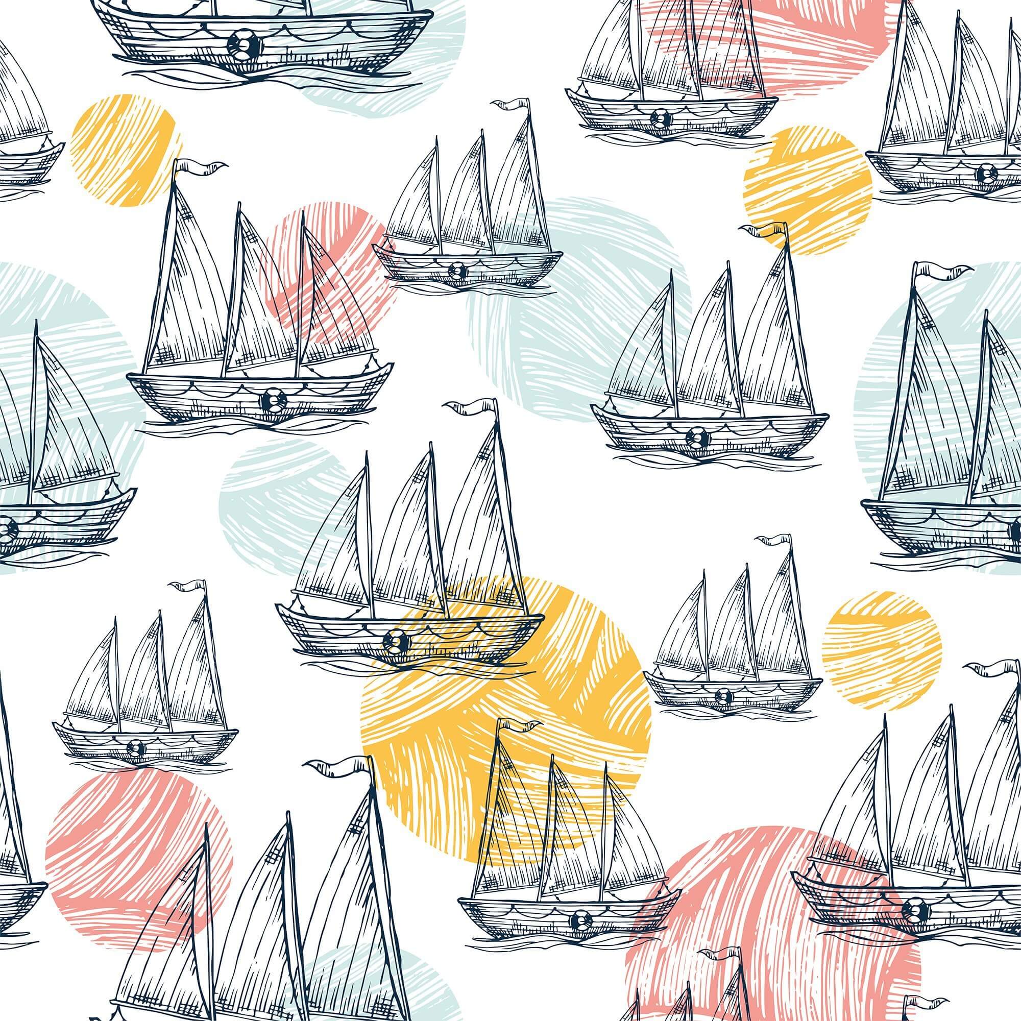 Nautical Themed Red and Yellow Peel & Stick Removable Wallpaper - Perfect for Bedroom, Bathroom, and Nursery Decor