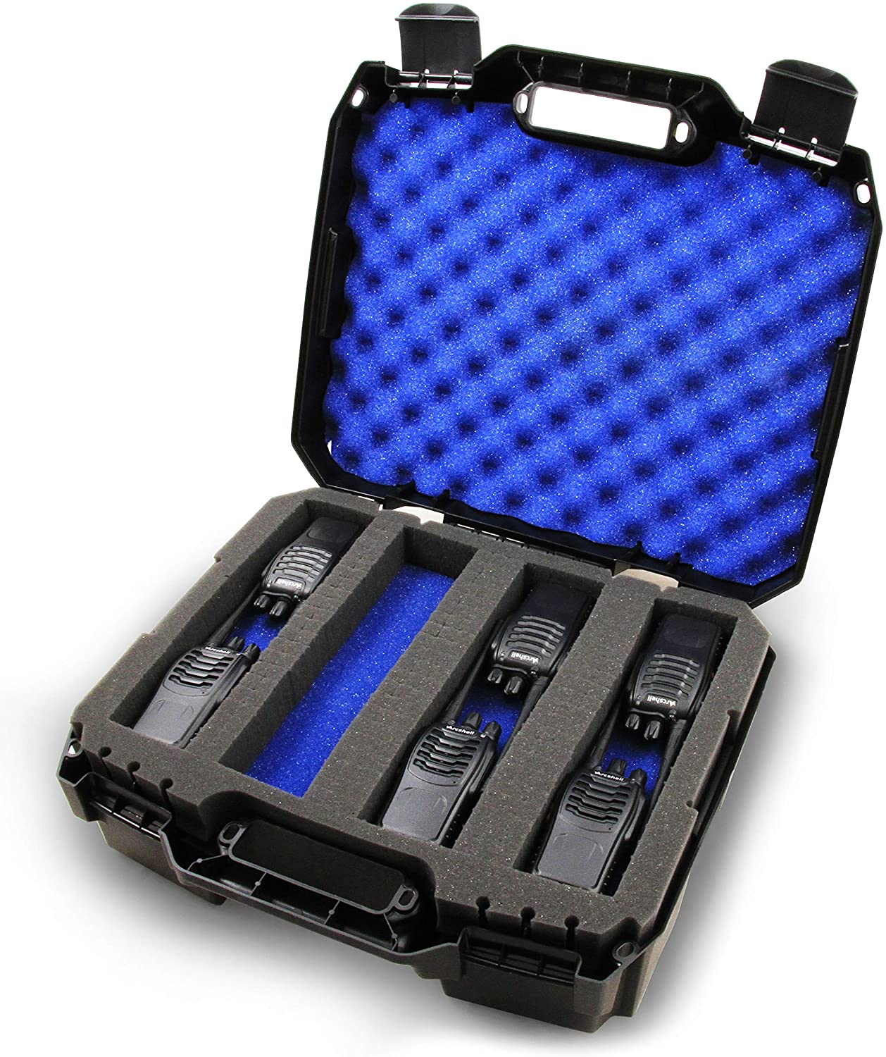 CASEMATIX Customizable 2 Way Radio Case - Durable Storage for 16 Walkie Talkies & UHF FRS Accessories | Compatible with Arcshell, Baofeng, Midland, Motorola | Perfect for Outdoor Adventures, Construction Sites & Emergency Preparedness