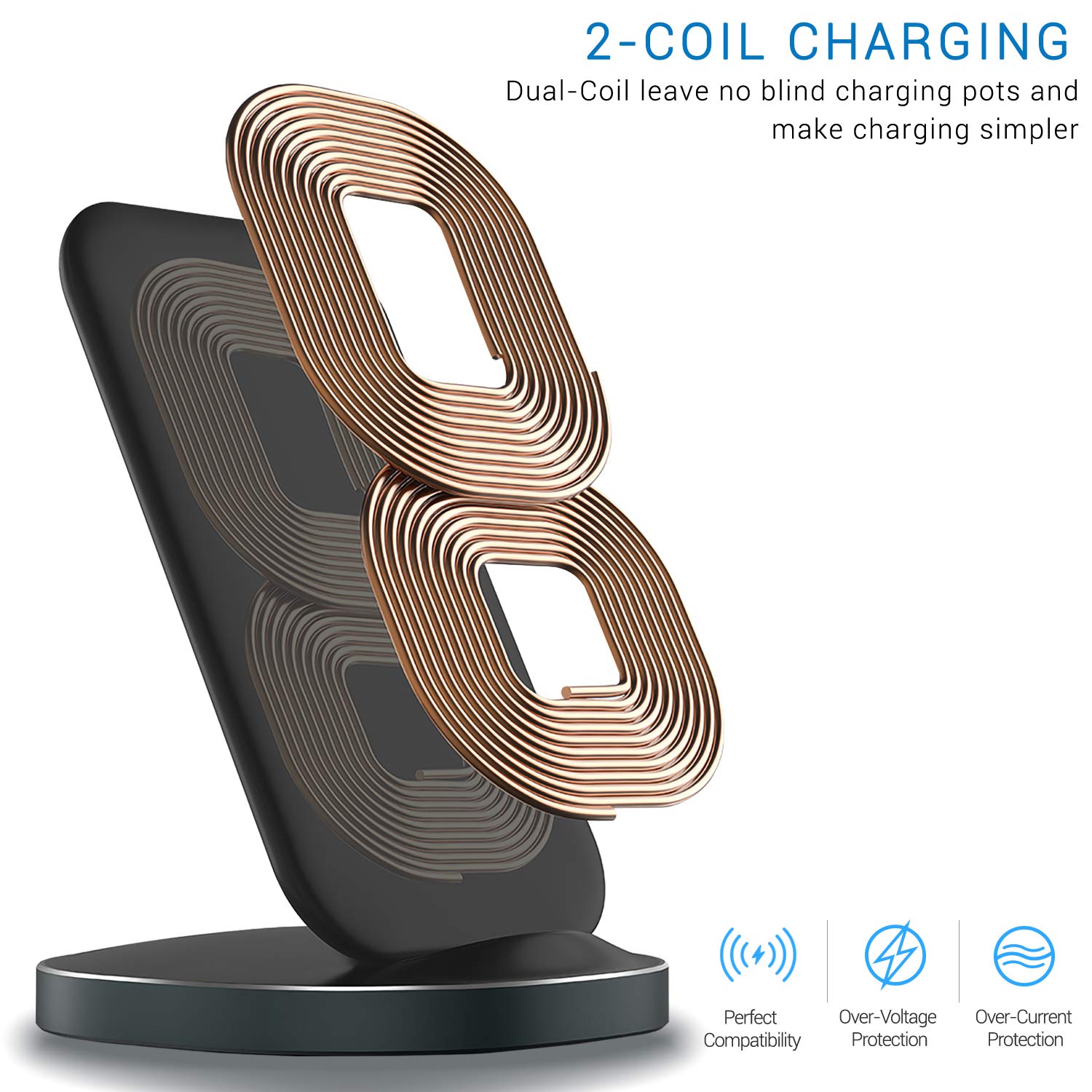 Contixo W3 Qi-Certified Wireless Charging Stand - 10W Fast Charger for iPhone 11/11 Pro/11 Pro Max/XS/XR/X/8/8 Plus & Samsung Galaxy S10/S9/S8/Note 10/Note 9 - Perfect for Home, Office & Nightstand Charging