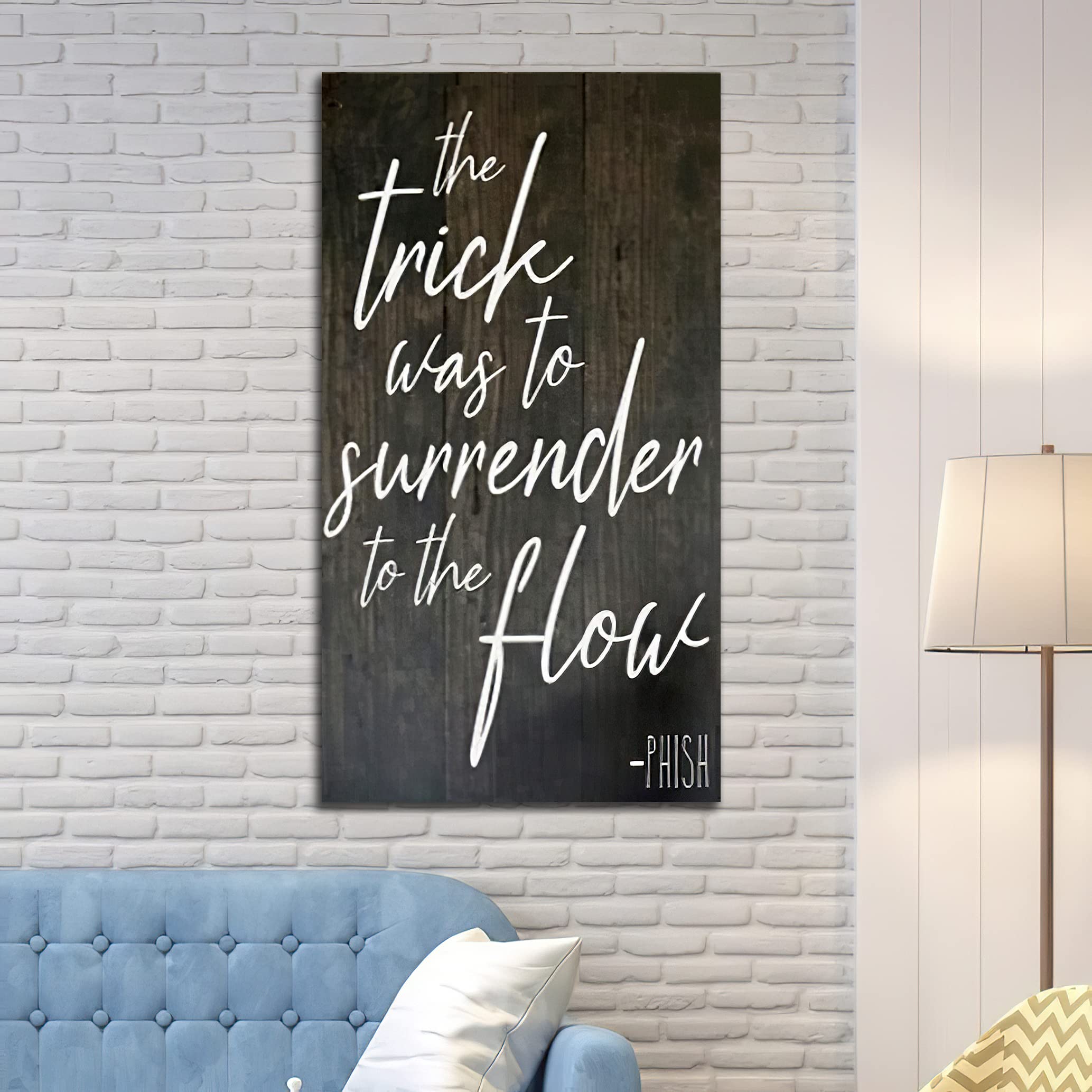 Phish Song Lyric Wood Sign - The Trick Was to Surrender to The Flow | The Lizards Wall Art | Rustic Farmhouse Decor for Home, Office & Outdoor Spaces | Unique Gift for Phish Fans & Music Lovers
