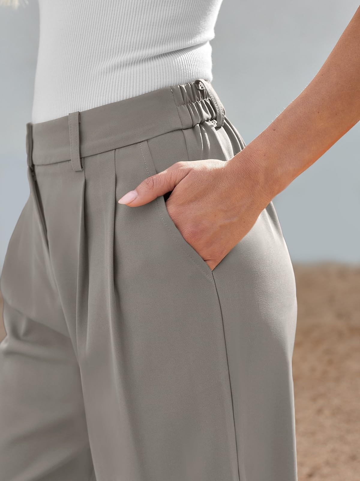 AUTOMET Women's High Waisted Wide Leg Dress Pants - Loose Fit Business Casual Work Trousers with Pockets for Office & Travel (2025 Collection)