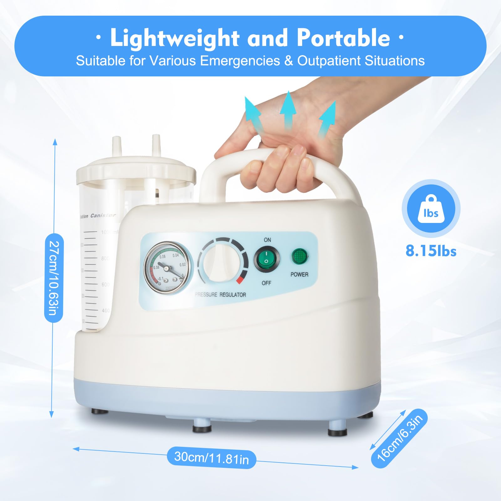 Portable Suction Machine for Home Use - Low Noise Electric Vacuum Pump for Adults & Pets - 110V 1000ml Oral Mucus & Veterinary Suction Device - Ideal for Home Care, Medical Emergencies, and Pet Health