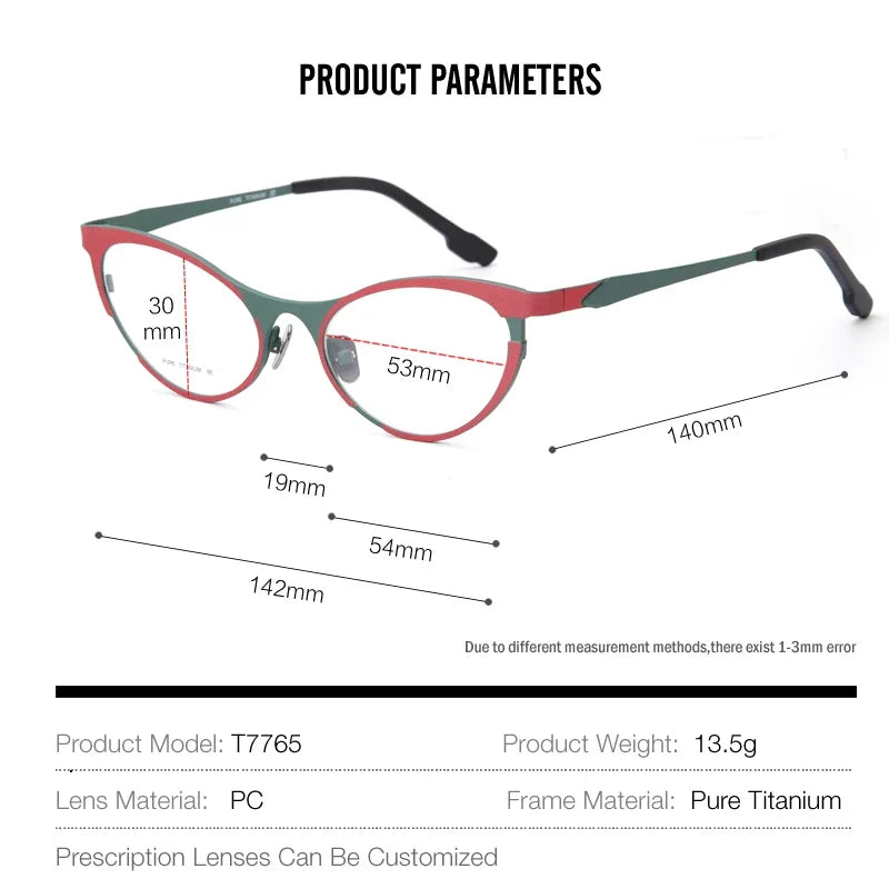 Stylish Aror Unisex Full Rim Oval Cat Eye Titanium Eyeglasses Frame 47765 - Lightweight & Durable for Work, Reading & Fashion (Available in Multiple Colors)