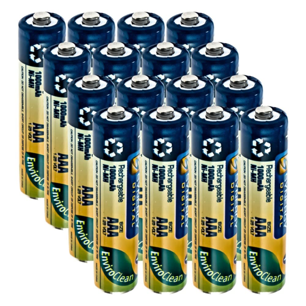 Synergy Digital Rechargeable AAA Ni-MH Batteries (1.25V, 1000mAh) - 16-Pack for Panasonic KX-TGF57 Cordless Phones | Long-Lasting Power for Home & Office Communication Devices