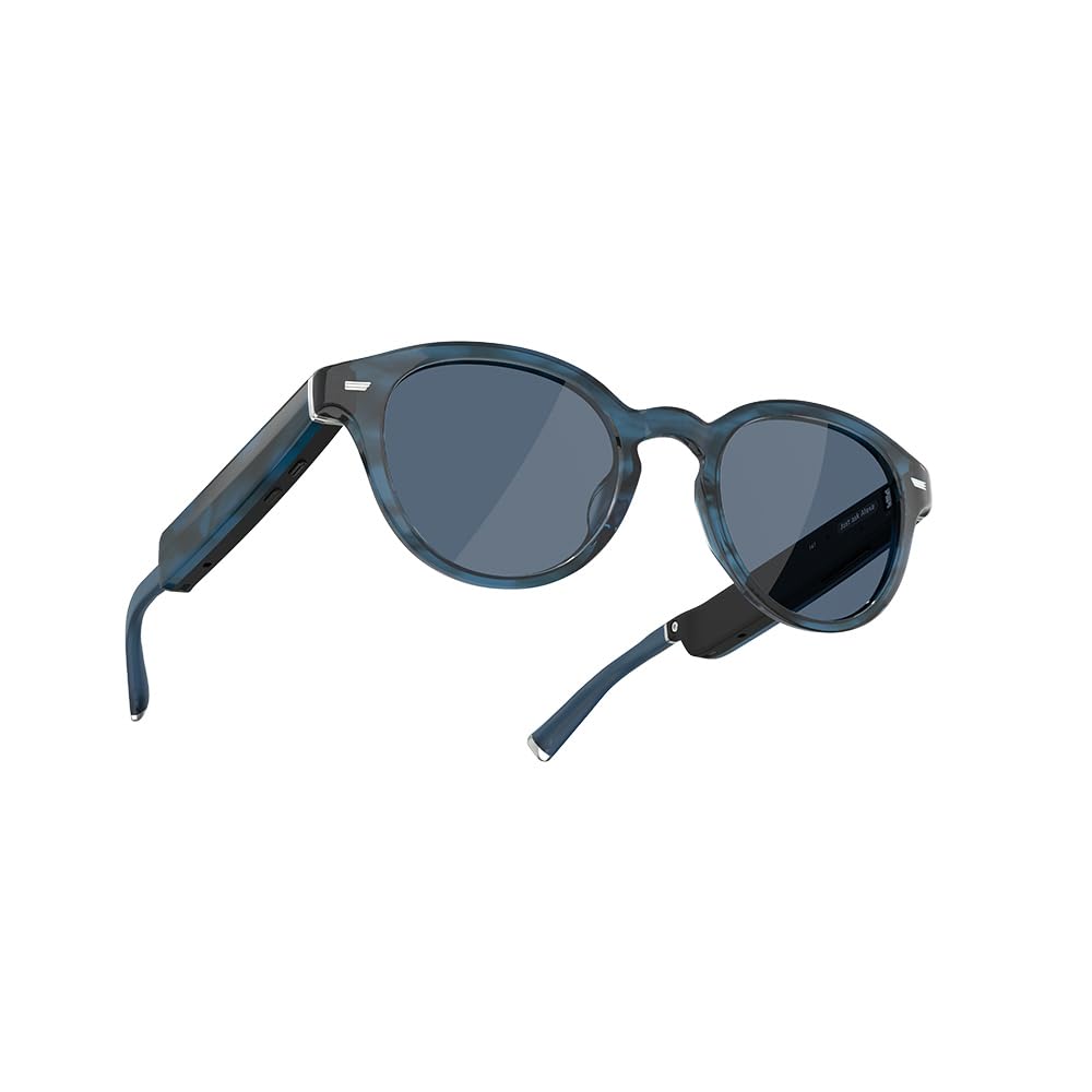 Amazon Echo Frames (2nd Gen) - Smart Glasses with Alexa Built-in, Blue Tortoise Round Frame with Polarized Sunglass Lenses - Hands-Free Calls, Music & Smart Home Control for Workouts, Driving & Outdoor Activities