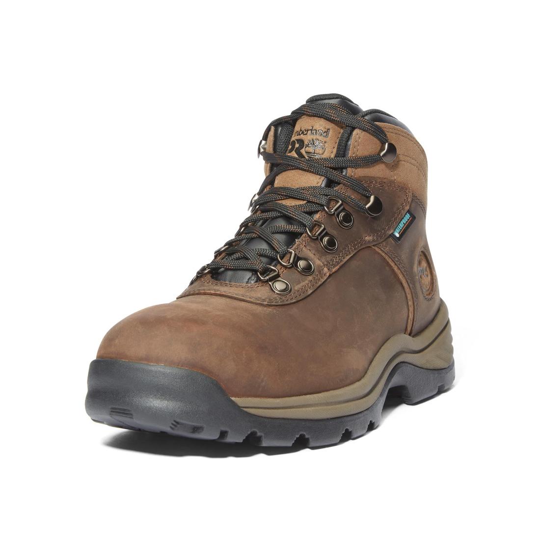 Flume Steel Toe Waterproof Hiking Work Boots for Men - Brown Leather Safety Shoes for Construction, Outdoor & Heavy Duty Work