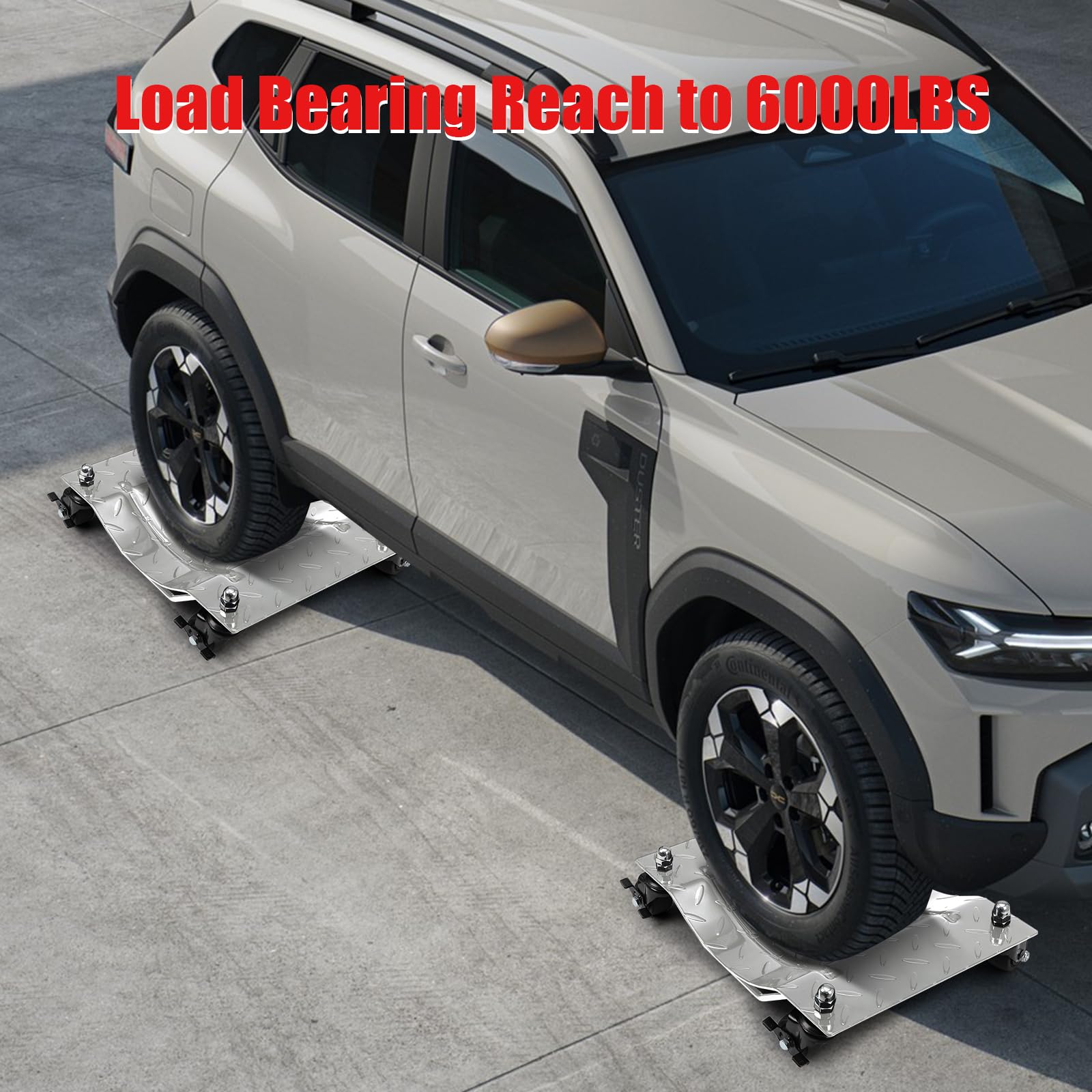 Heavy Duty Car Dolly 4-Pack - 6000 lbs Capacity Wheel Dolly with Brakes for Moving & Car Repair | Vehicle Dollies for Tires | Garage & Auto Shop Use