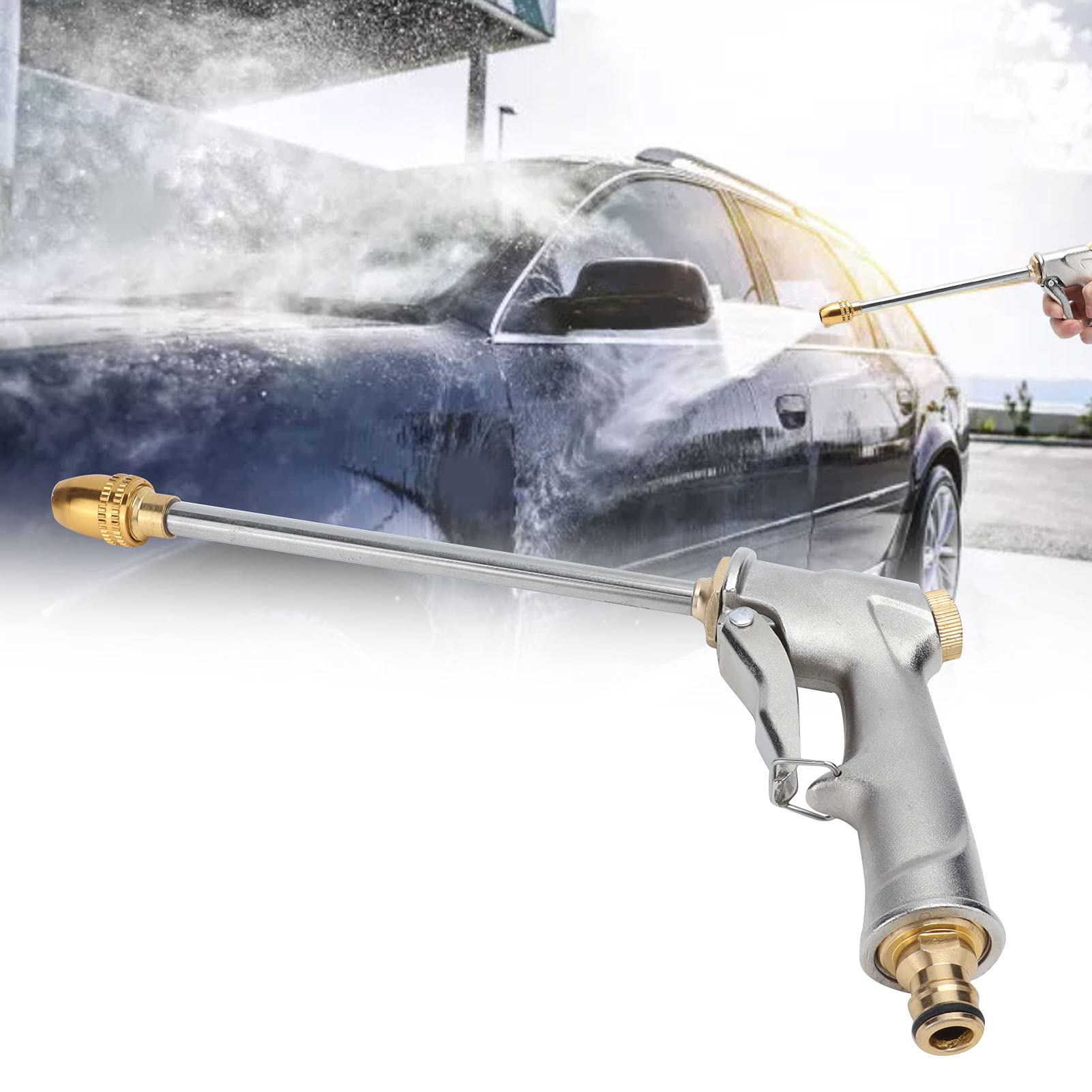 Upgraded Heavy Duty Pilipane Garden Hose Nozzle - High Pressure Metal Water Sprayer for Car Washing, Lawn Care, Plant Watering & Outdoor Cleaning | Durable Garden Hose Attachment for Home & Yard Maintenance