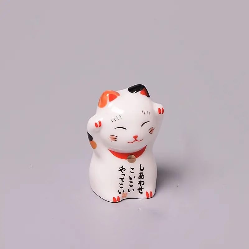 10Pcs Japanese Ceramic Chopstick Holders - Lucky Cat Bone Porcelain Chopstick Stands for Sushi, Asian Dining & Home Decor - Cute Small Ornaments for Kitchen & Table Setting
