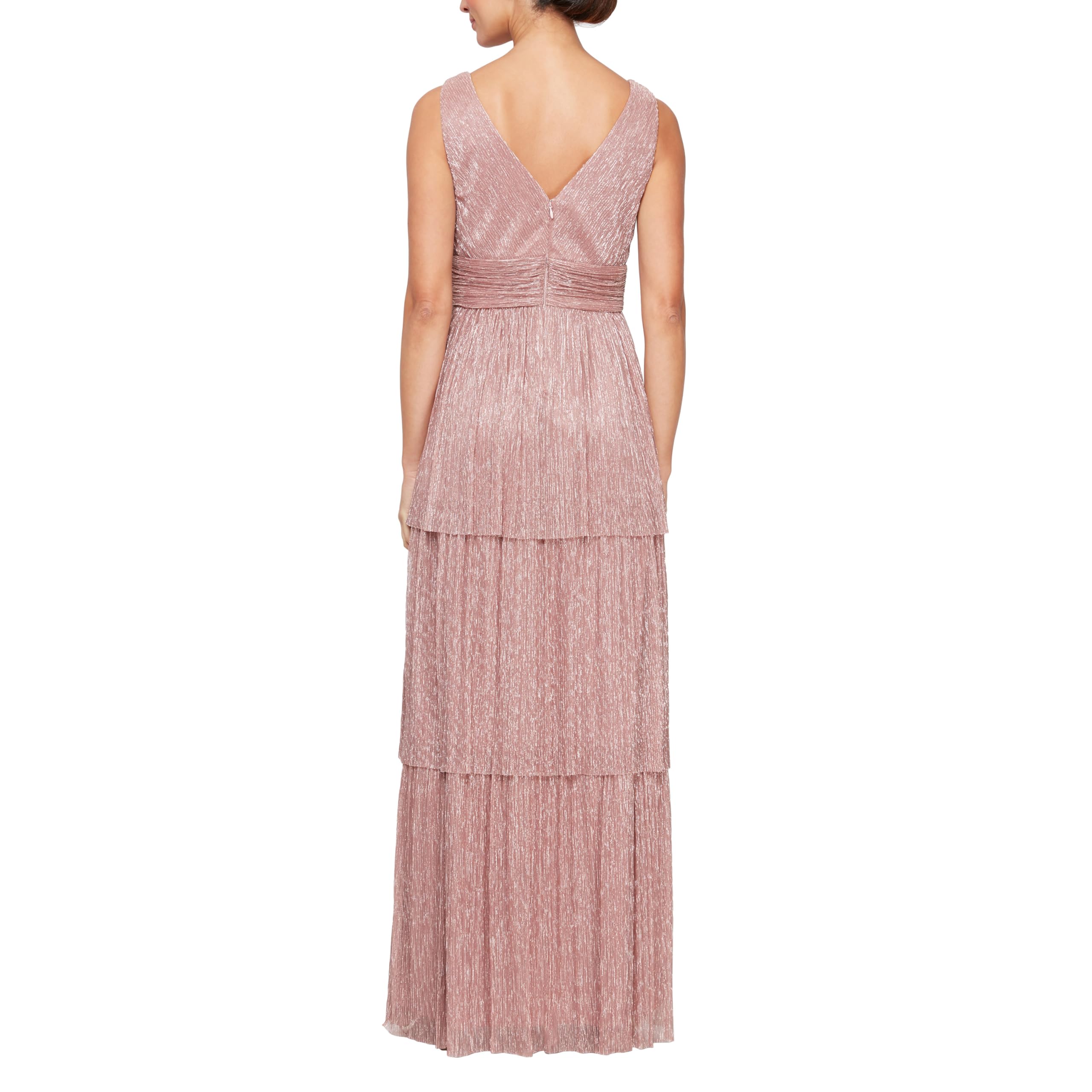 Alex Evenings Women's Sleeveless V-Neck Long A-line Formal Gown - Elegant Wedding Guest Dress & Party Wear for Evening Events, Galas & Special Occasions