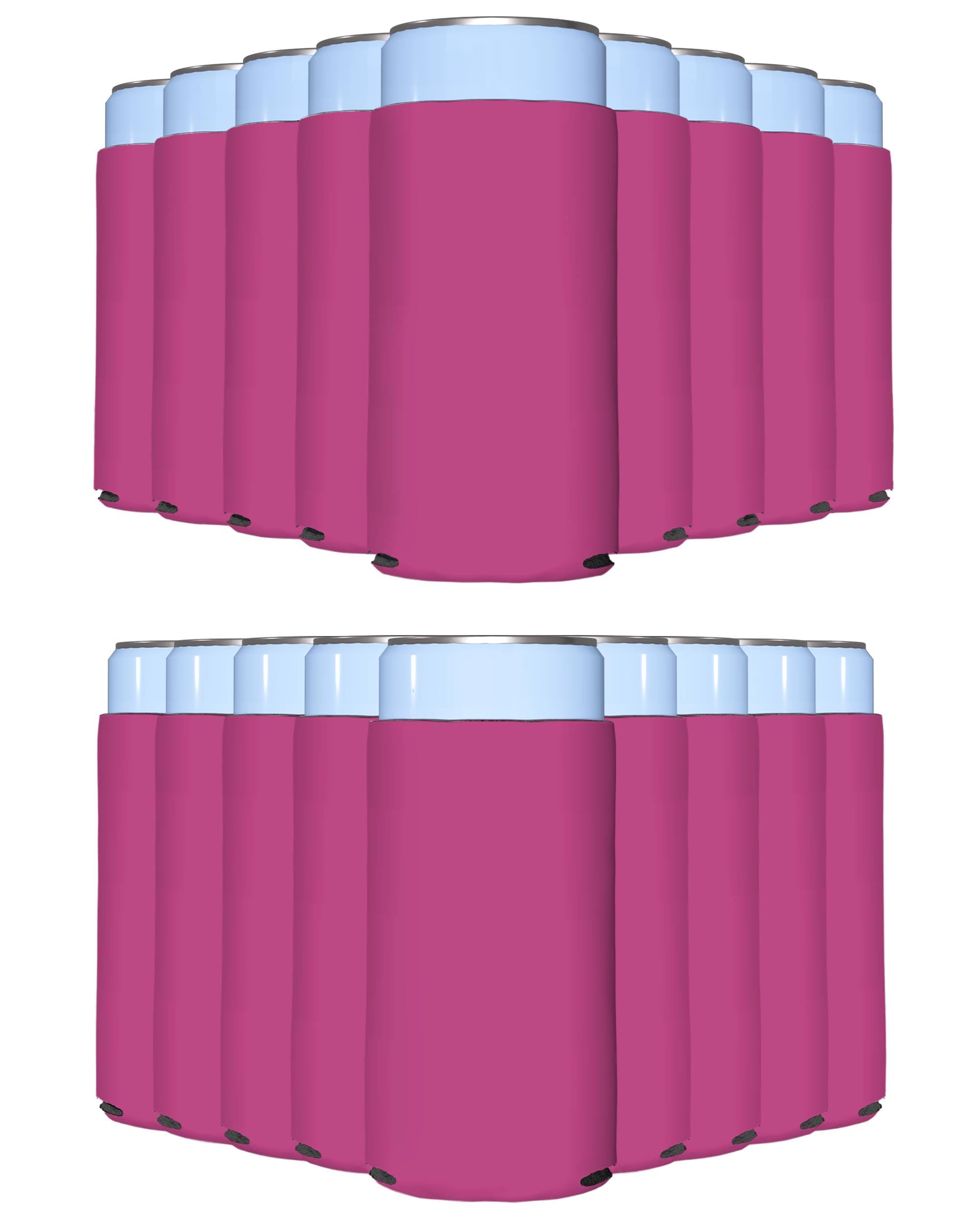 200 Pack Pink Blank Slim Can Cooler Sleeves - Customizable Sublimation Beer Bottle & 12oz Tall Can Insulators | Skinny Collapsible Drink Sleeves for Parties, Weddings & Outdoor Events | Bulk Plain Seltzer Can Covers