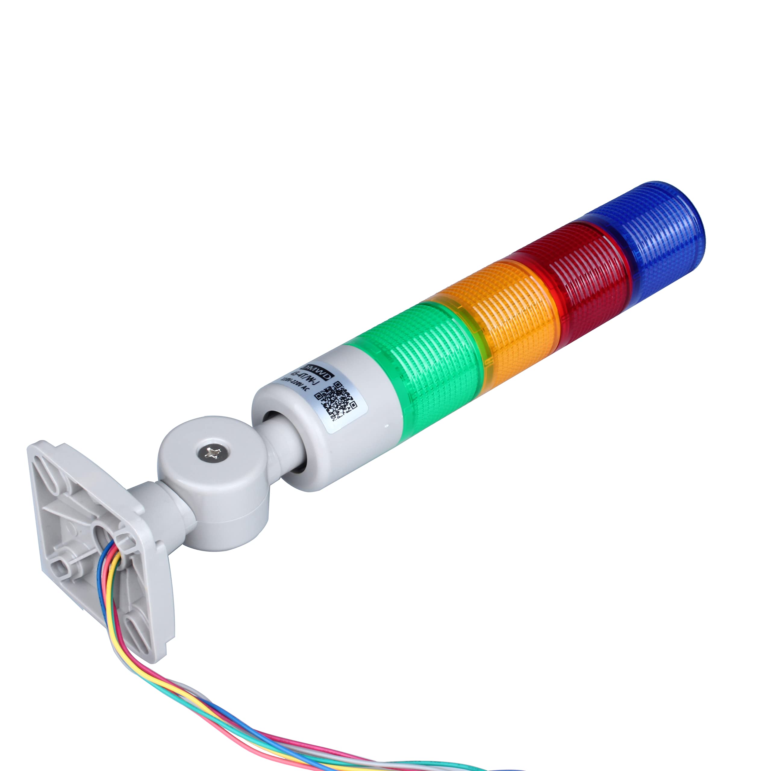 Industrial LED Signal Tower Stack Lights - 4 Layer Rotatable Warning Column with Buzzer (110-220V) for Factory Equipment & Warehouse Safety Monitoring