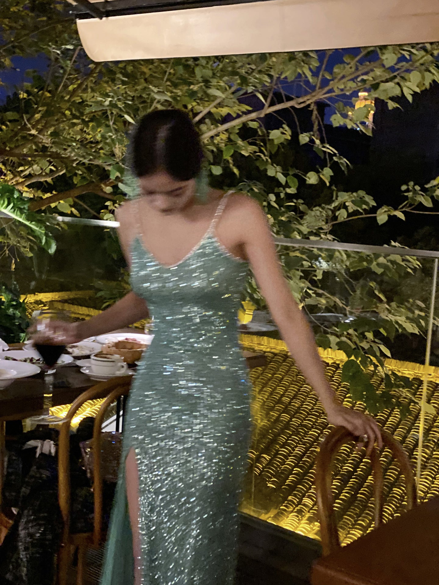 Elegant Green Sequins Spaghetti Strap Long Prom Dress with High Slit - Formal Evening Gown for Homecoming, Prom, Pageant & Special Occasions - Style 503