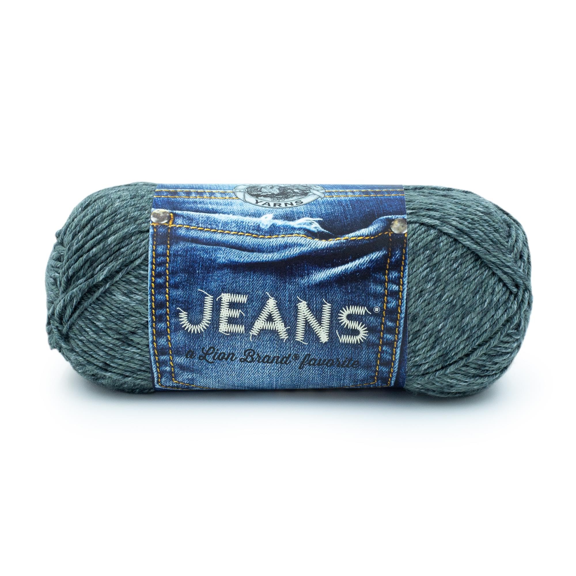 Lion Brand Yarn 505-150 Jeans Yarn - Soft Cotton Blend for Knitting & Crocheting - Vintage Style DIY Crafts - Perfect for Sweaters, Scarves & Home Decor Projects