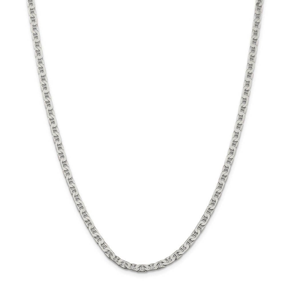 Sterling Silver Flat Anchor Chain Necklace - 3.75mm Black Bow for Daily Wear