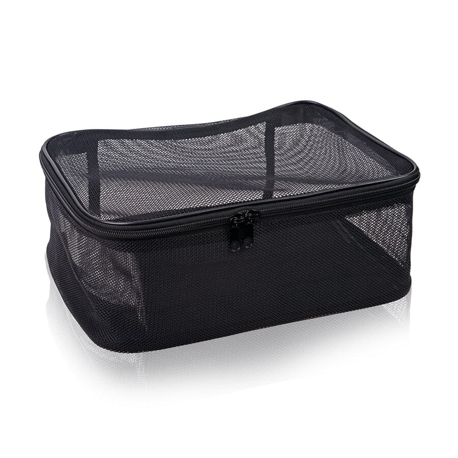 3-Piece Black Mesh Cosmetics Travel Bag Set - Assorted Sizes for Makeup & Toiletries | Perfect for Vacation, Gym & Air Travel