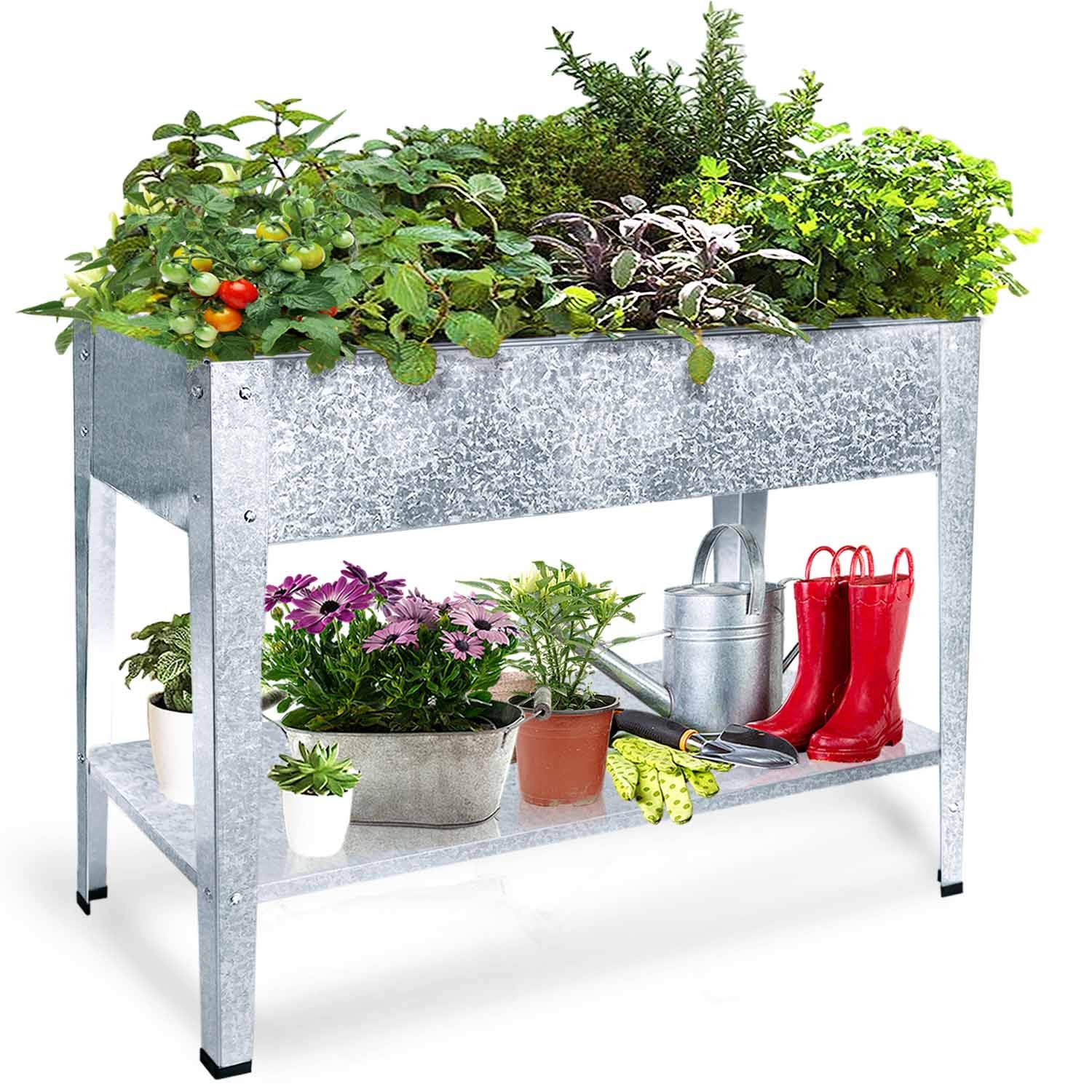 Galvanized Steel Raised Garden Bed with Legs - Elevated Planter Box for Vegetables, Herbs, Flowers - Outdoor Patio, Balcony, Apartment Gardening - Durable Metal Container for Urban & Small Space Gardening