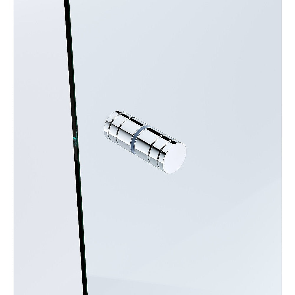 100x70cm Frameless Corner Shower Screen with Chrome Brackets & Stainless Steel Hinges, Round Knob Handle - Perfect for Modern Bathroom Renovation & Space-Saving Design