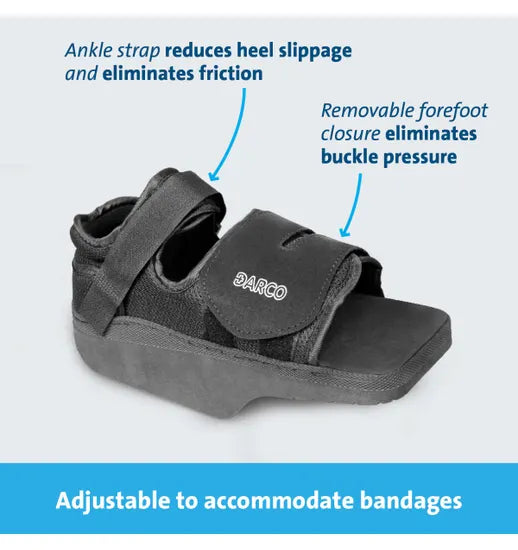 DARCO® OrthoWedge Healing Shoe - Post-Surgery Recovery Footwear for Plantar Fasciitis, Broken Toe & Foot Pain Relief - Ideal for Diabetic Patients & Post-Op Care